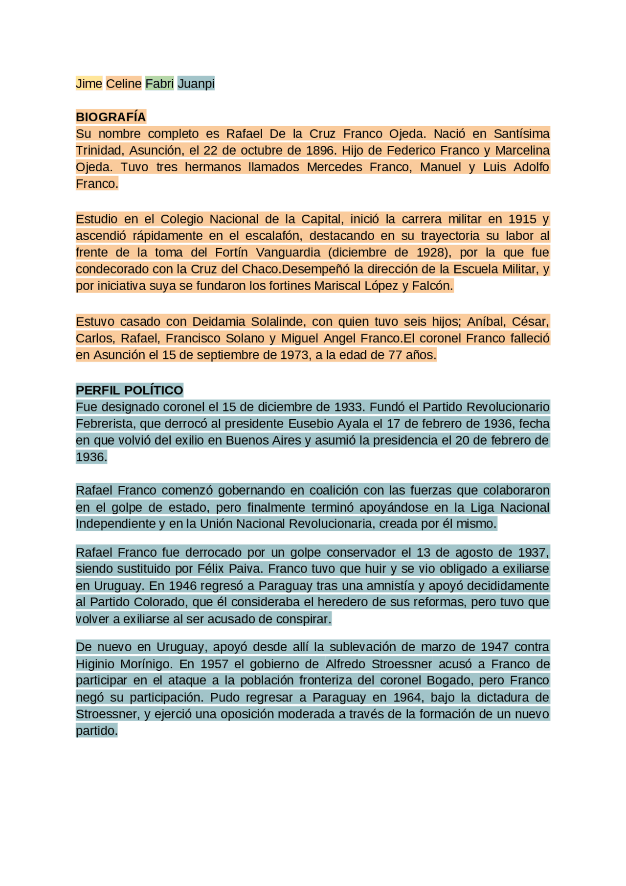 Rafael Franco: Líder Revolucionario y Presidente de Paraguay | Esquemas y  mapas conceptuales de Sociología y ética | Docsity