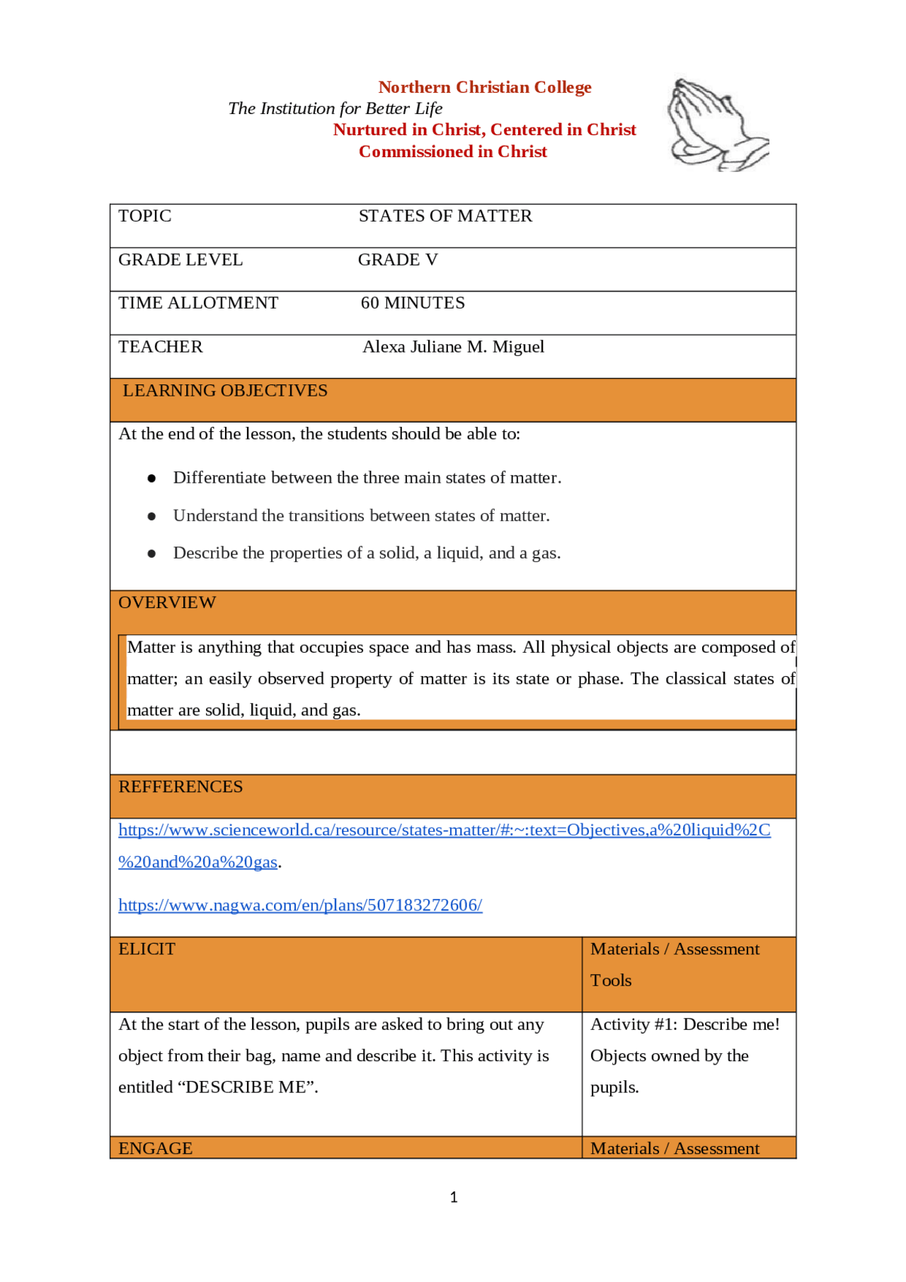 Exploring the States of Matter: A Lesson Plan for Grade V | Cheat Sheet ...