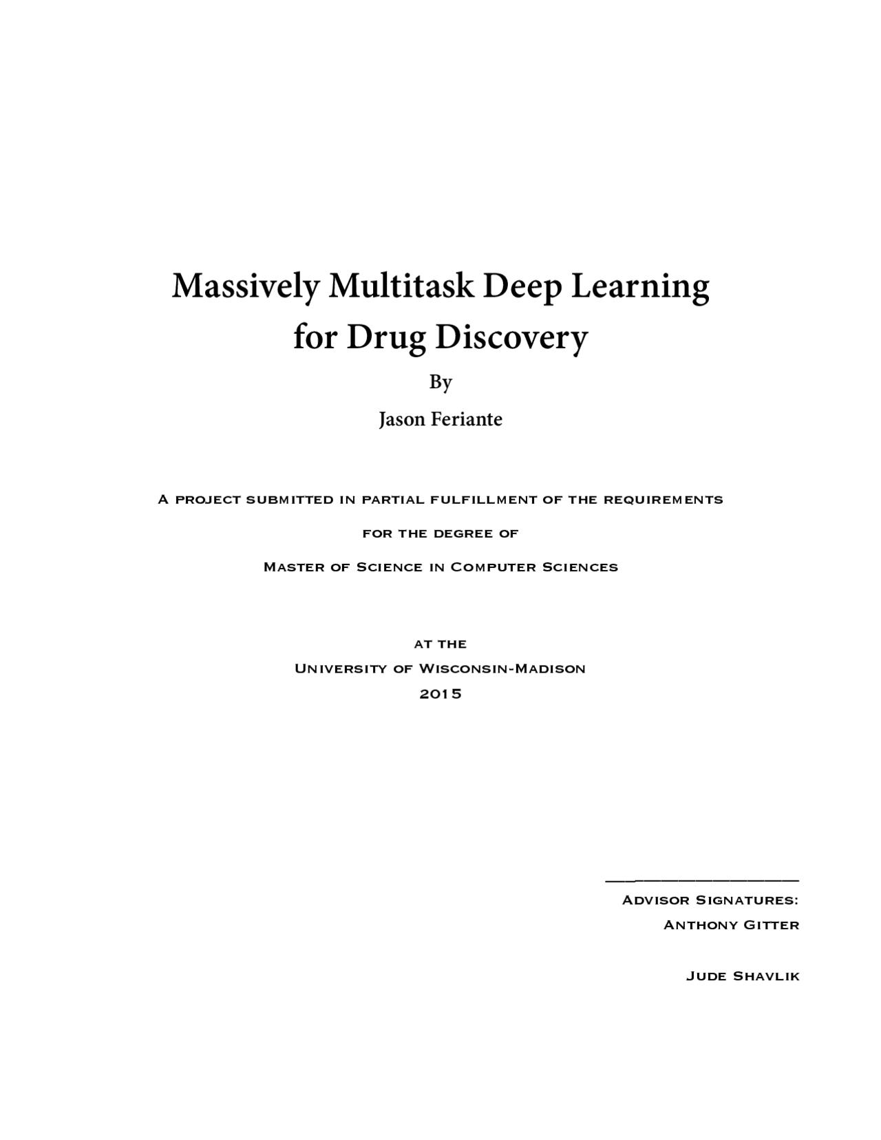 Massively Multitask Deep Learning for Drug Discovery | Thesis ...