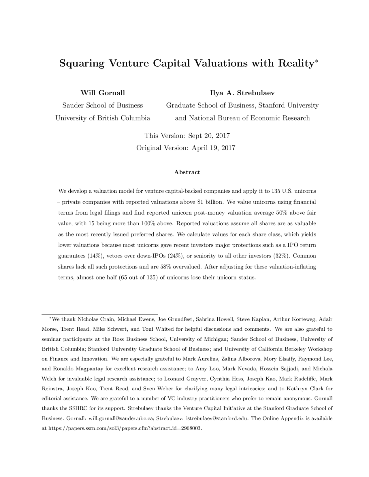 Squaring Venture Capital Valuations with Reality | Lecture notes ...