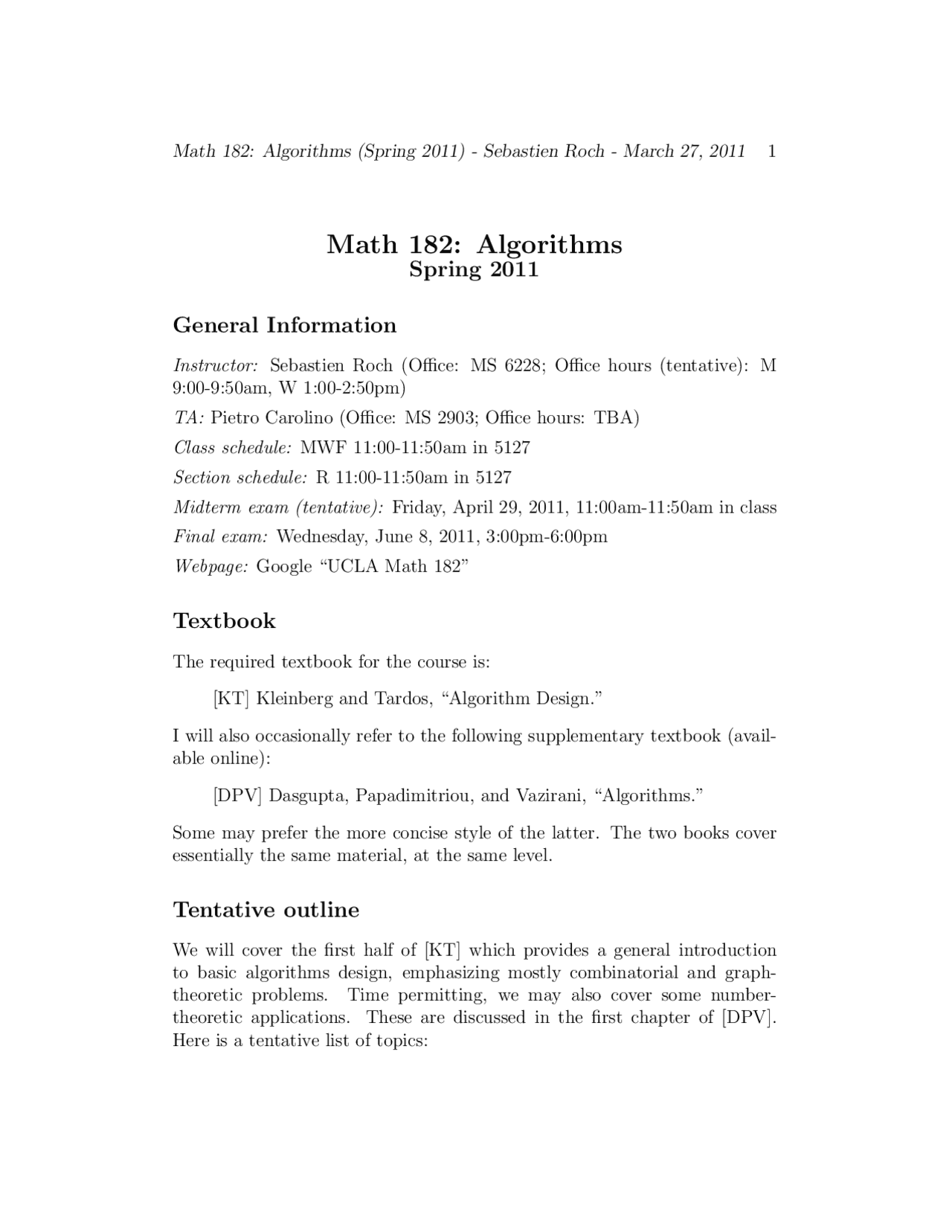 Math 182: Algorithms | Study notes Algorithms and Programming | Docsity