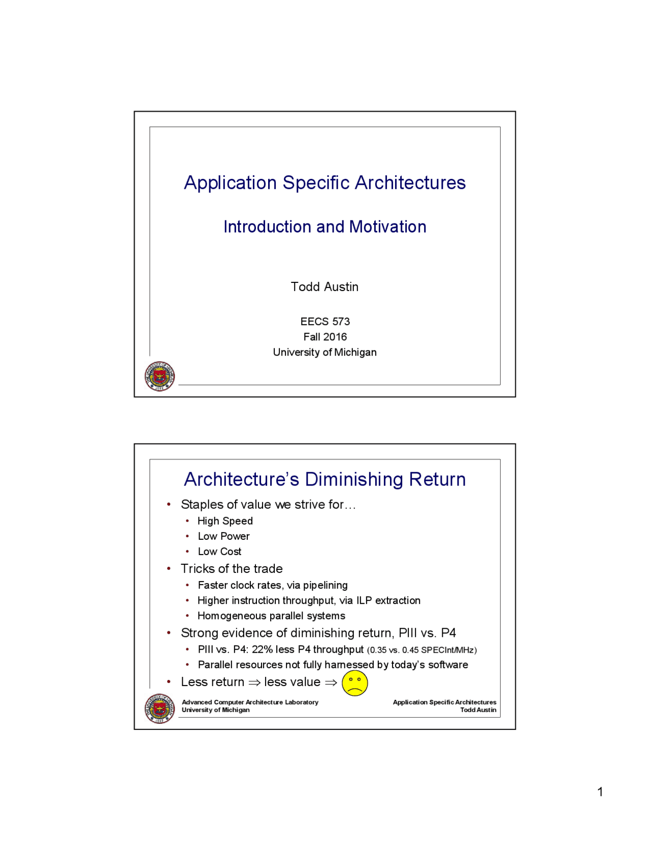 Application Specific Architectures | Lecture notes Computer ...