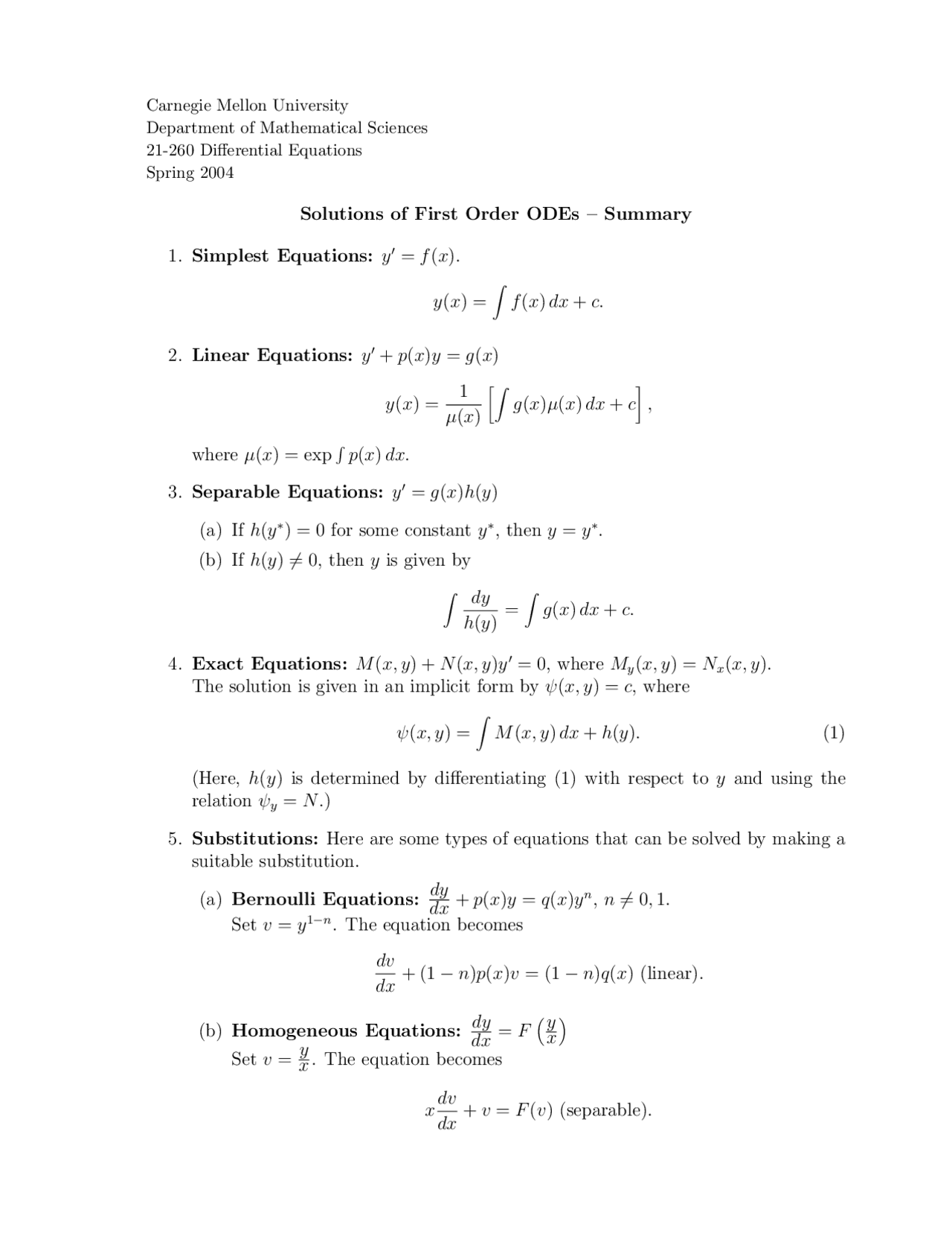 Solutions Of First Order Odes Study Notes Differential Equations Solutions Of First Order Odes Study Notes Differential Equations