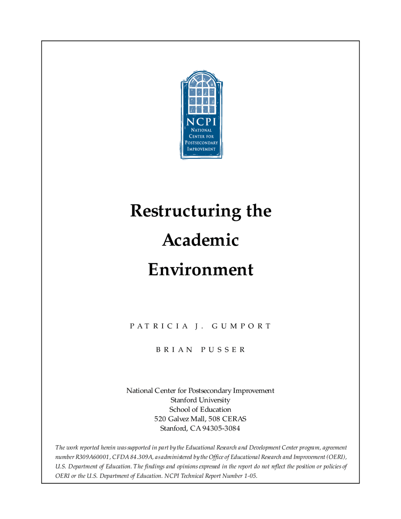 Restructuring the Academic Environment | Lecture notes Corporate ...