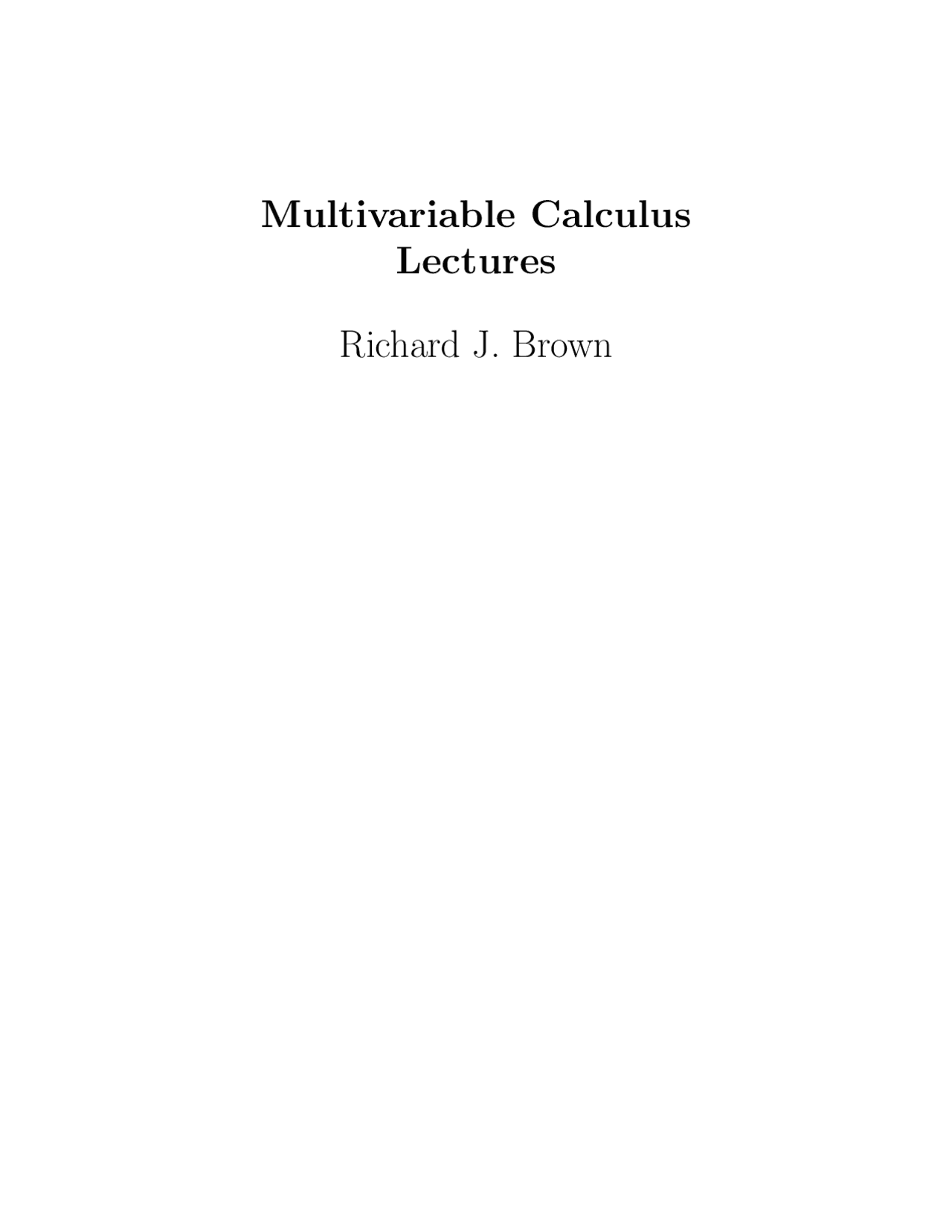 Multivariable Calculus Lectures | Lecture notes Vector Analysis | Docsity