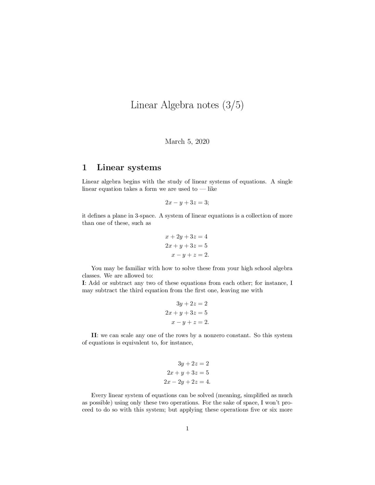 Linear Algebra notes | Lecture notes Linear Algebra | Docsity