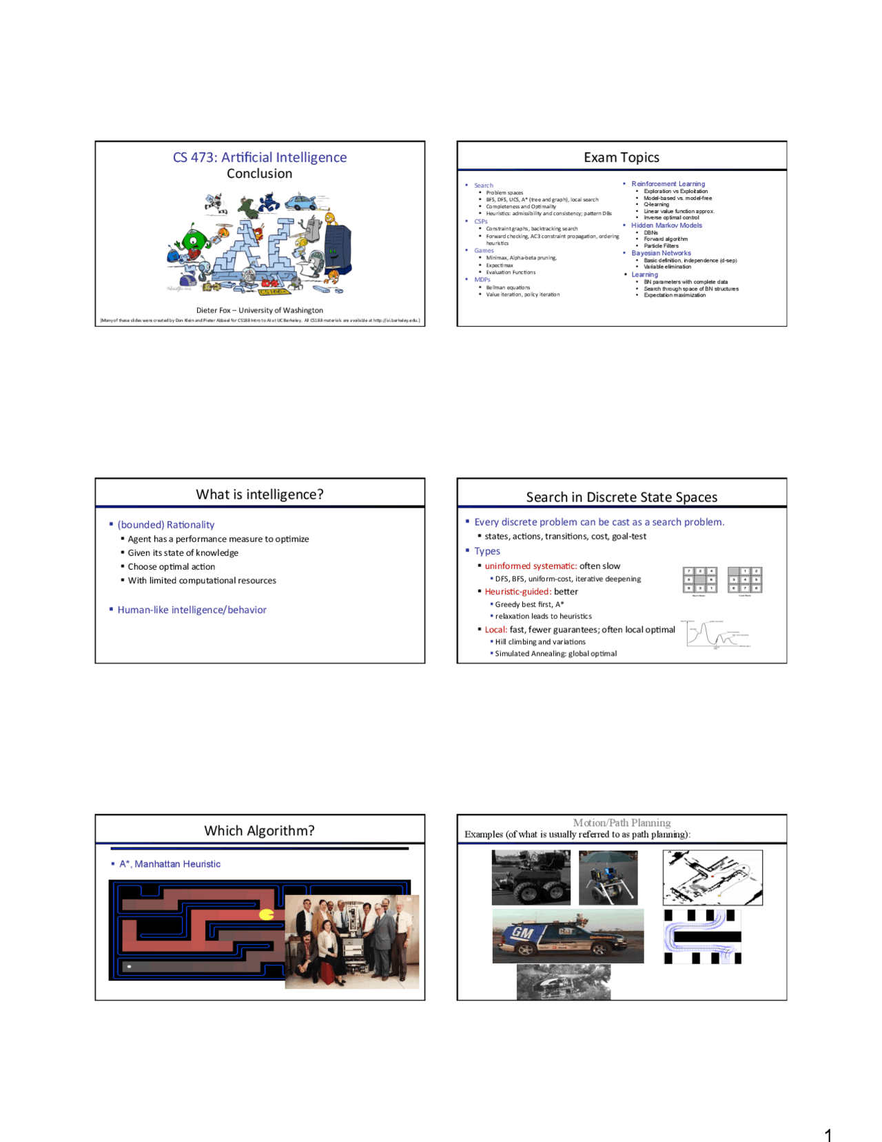CS 473: Artificial Intelligence Exam Topics | Study notes Artificial ...