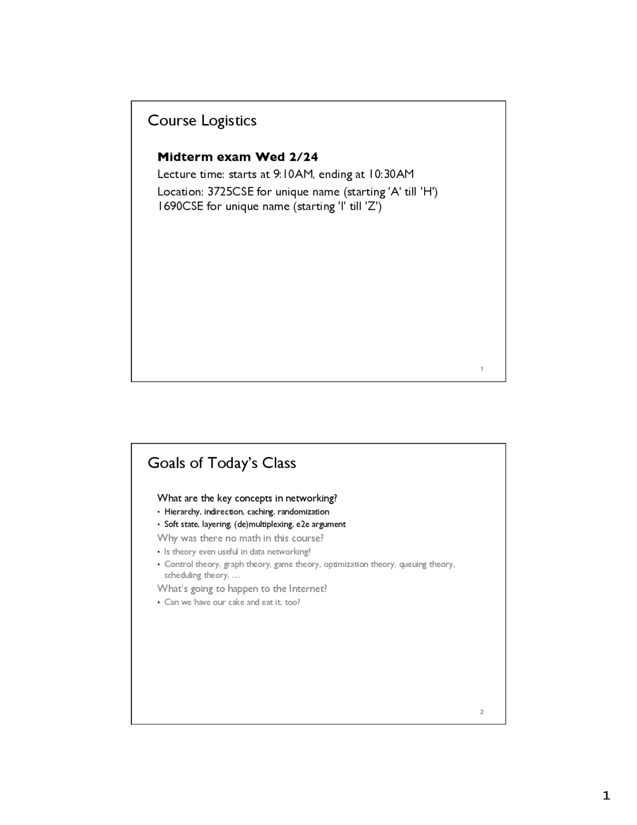 Course Logistics and Key Concepts in Networking | Lecture notes Network ...
