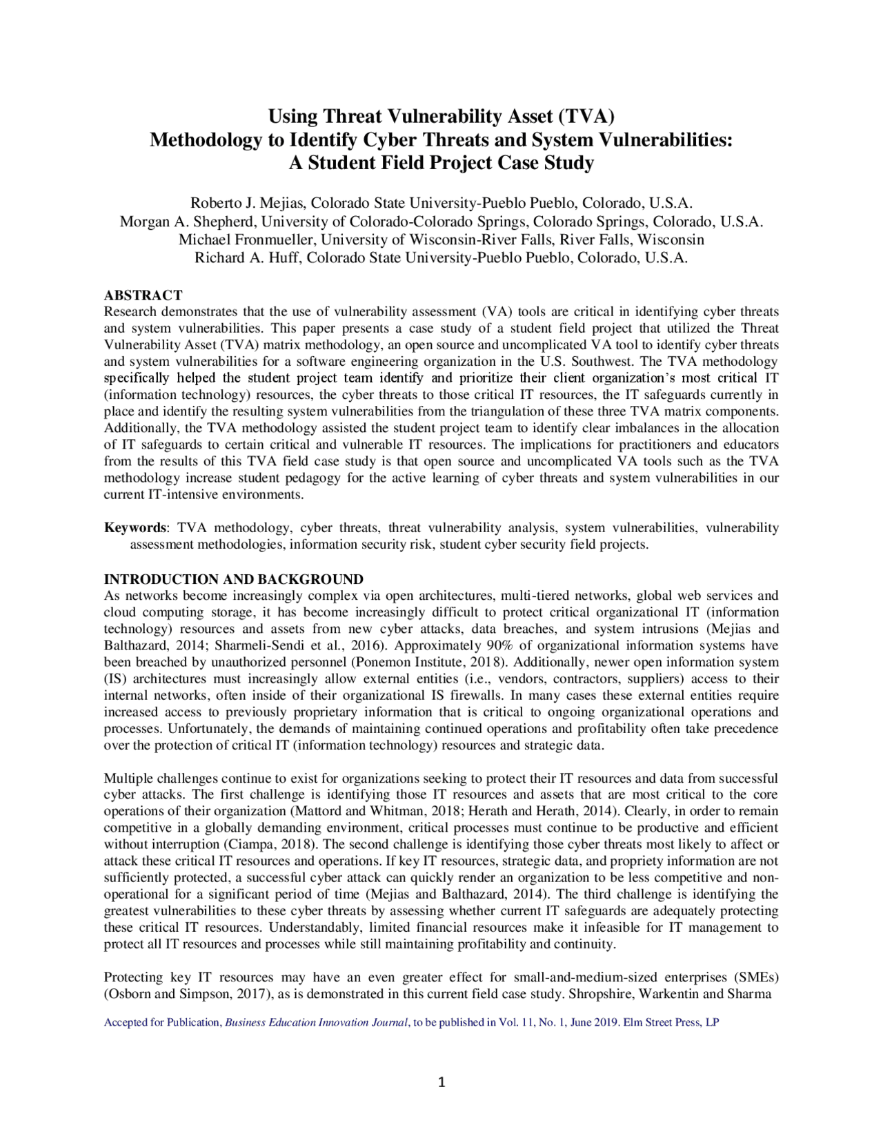 Using Threat Vulnerability Asset (TVA) Methodology to Identify Cyber ...