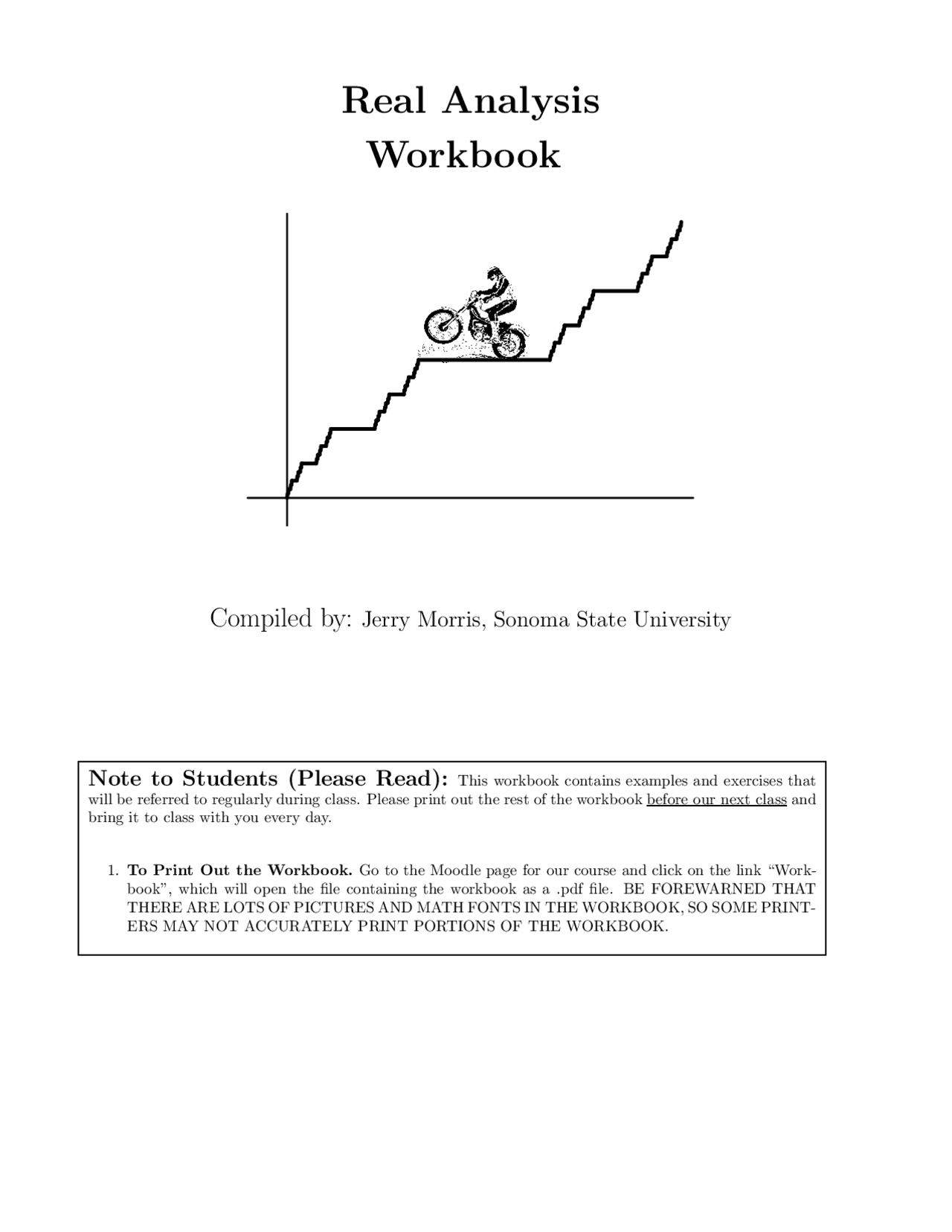 Real Analysis Workbook | Study notes Calculus | Docsity