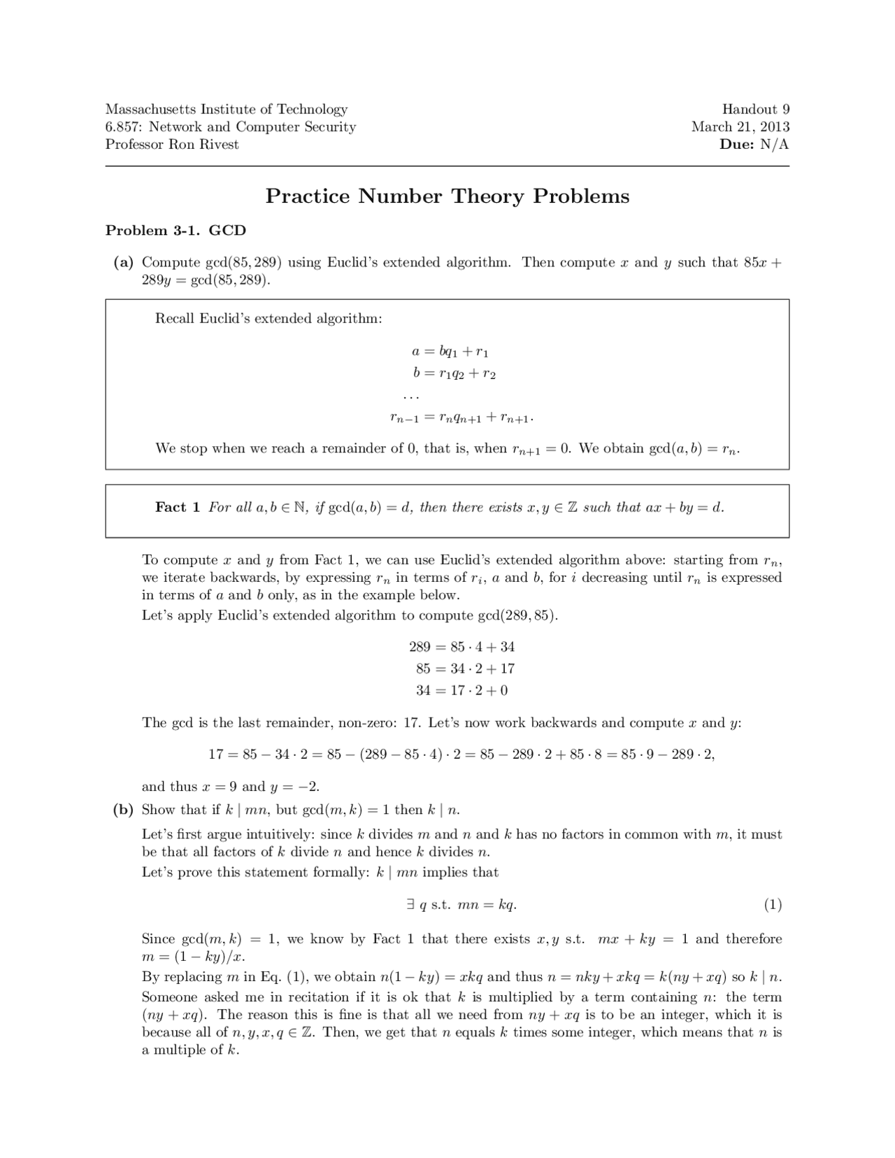Number Theory Problems Number Theory Problems