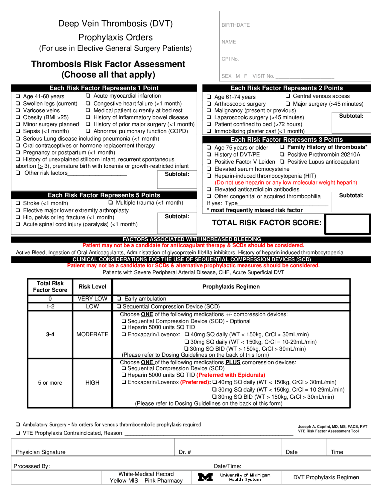 Deep Vein Thrombosis (DVT) Prophylaxis Orders | Schemes and Mind Maps ...