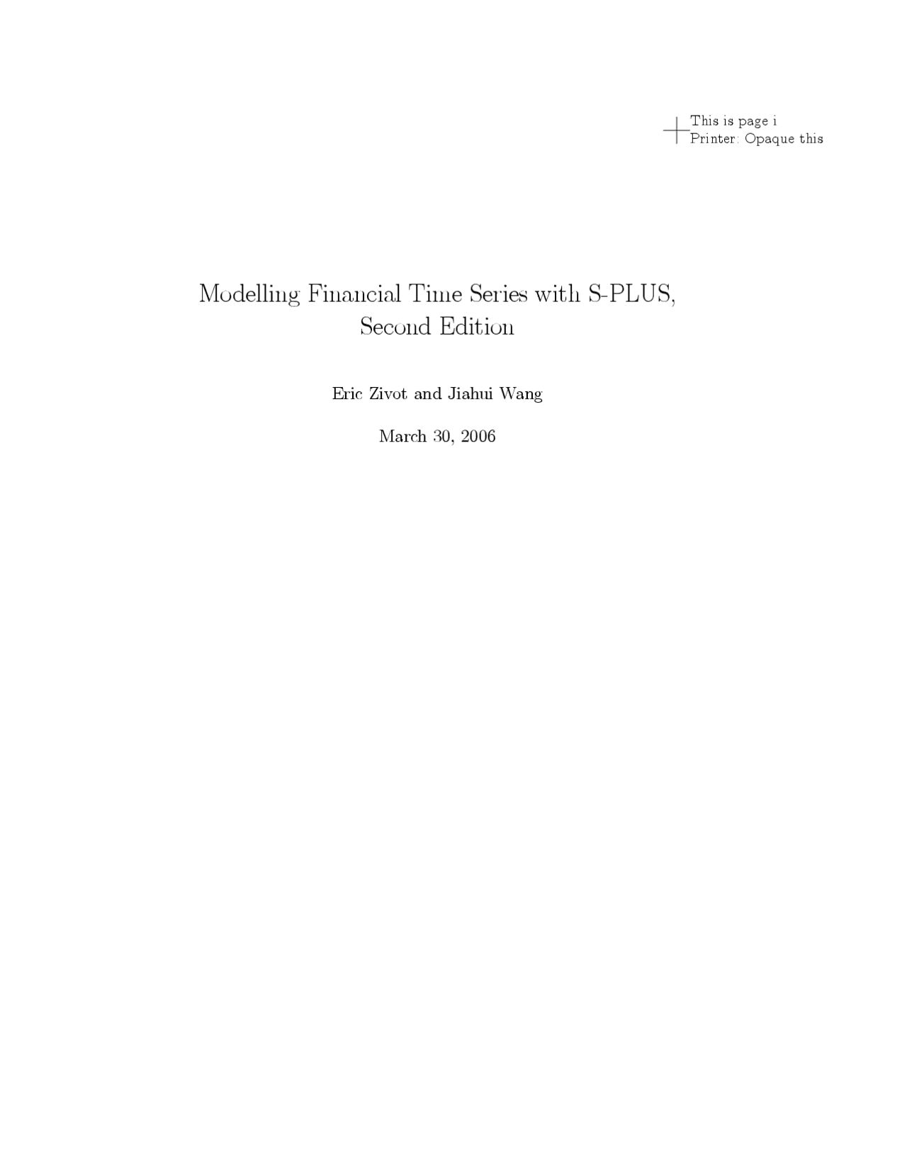 Modelling Financial Time Series with S-PLUS, Second Edition | Study ...