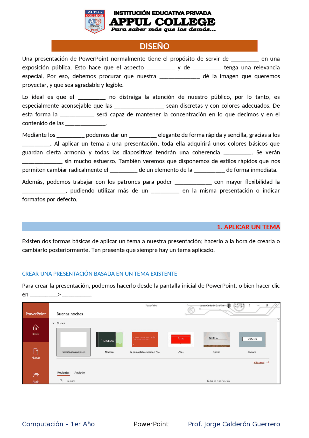 Uso de PowerPoint en la asignatura de Computación de 1er Año ...