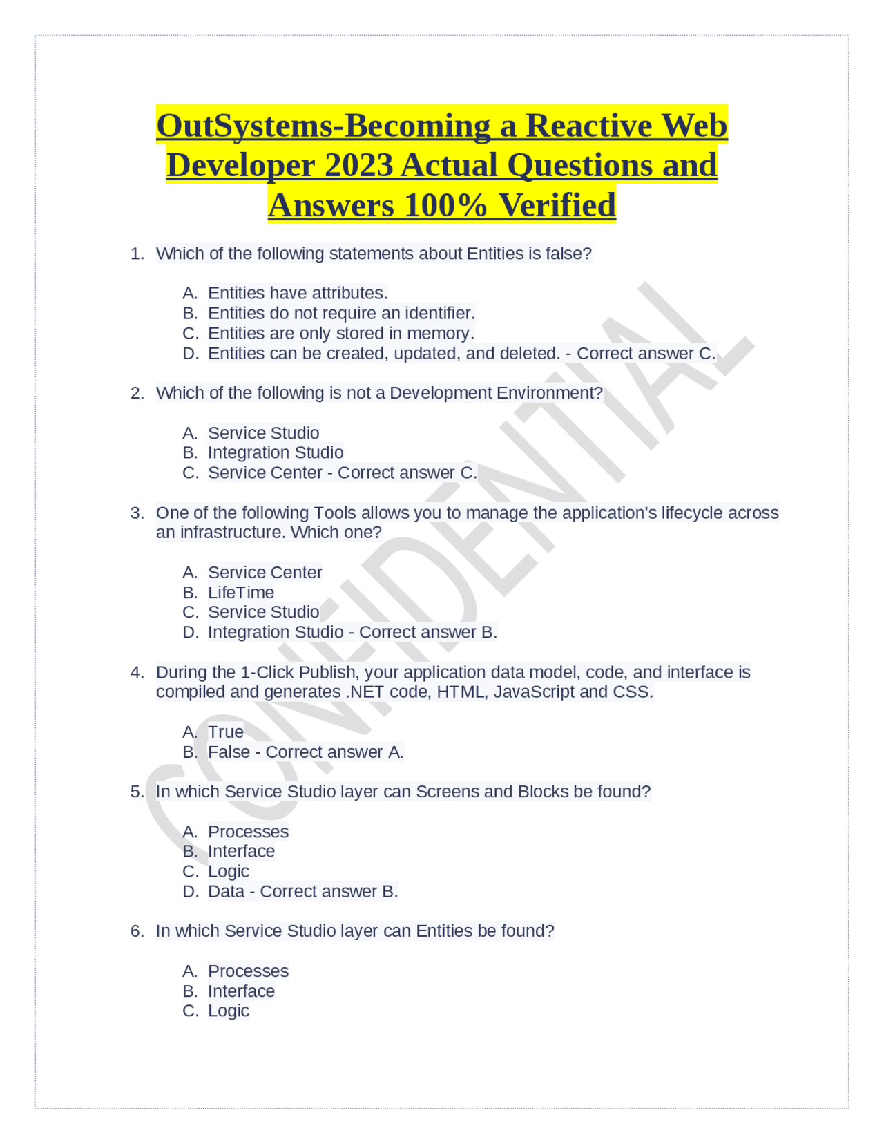 OutSystems - Becoming a Reactive Web Developer 2023 Actual Questions ...