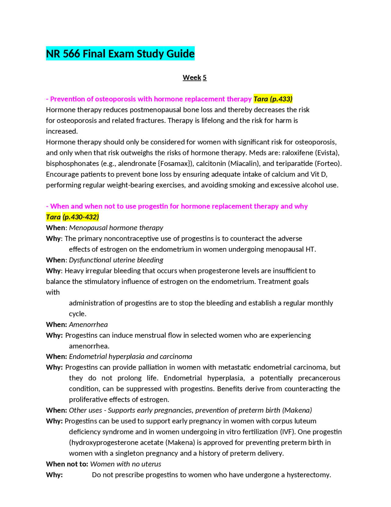 NR 566 Final Exam Study Guide /NR566 Final Exam Study Guide(New,2023/ ...