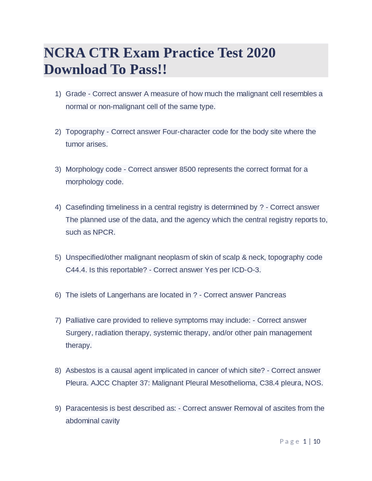 NCRA CTR Exam Practice Test 2020 Download To Pass!! | Exams Laboratory ...