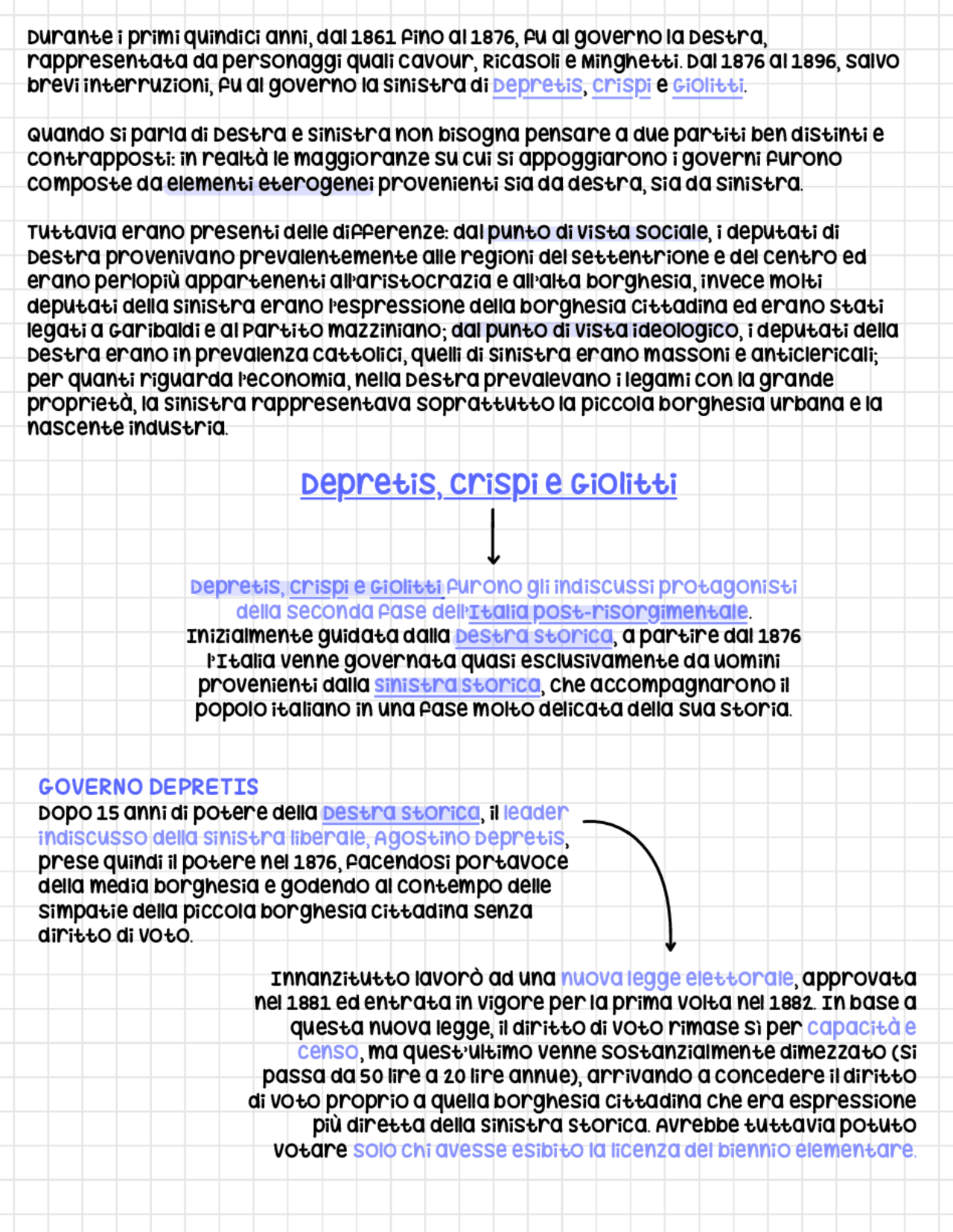 Depretis, crispi, giolitti Appunti di Storia Docsity