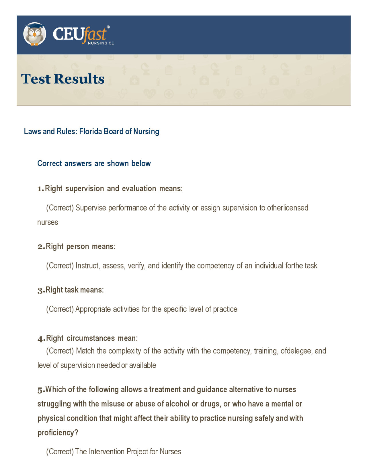 CEUFast Nursing CE- Laws and Rules: Florida Board of Nursing | Exams ...