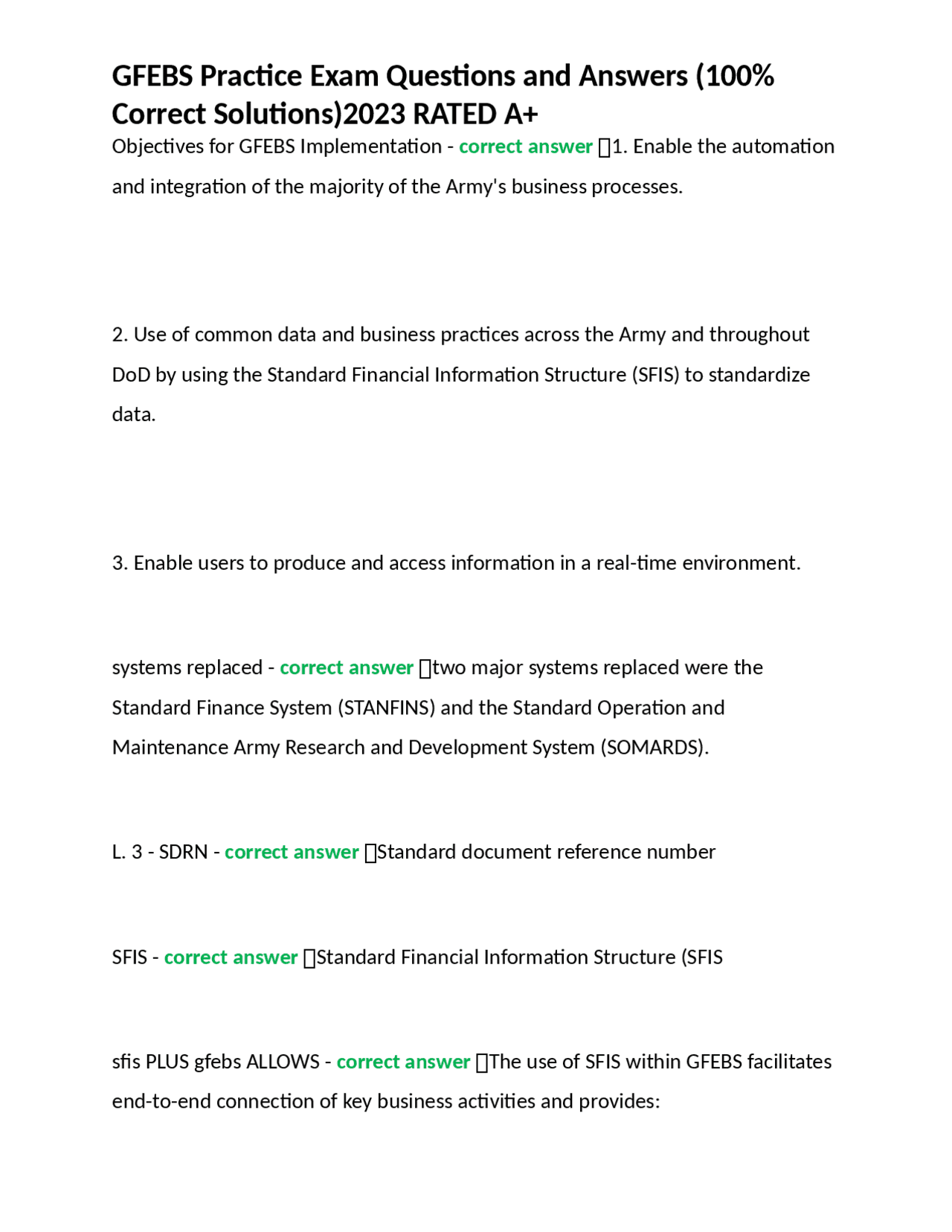 GFEBS Practice Exam Questions and Answers (100 Correct Solutions)2023