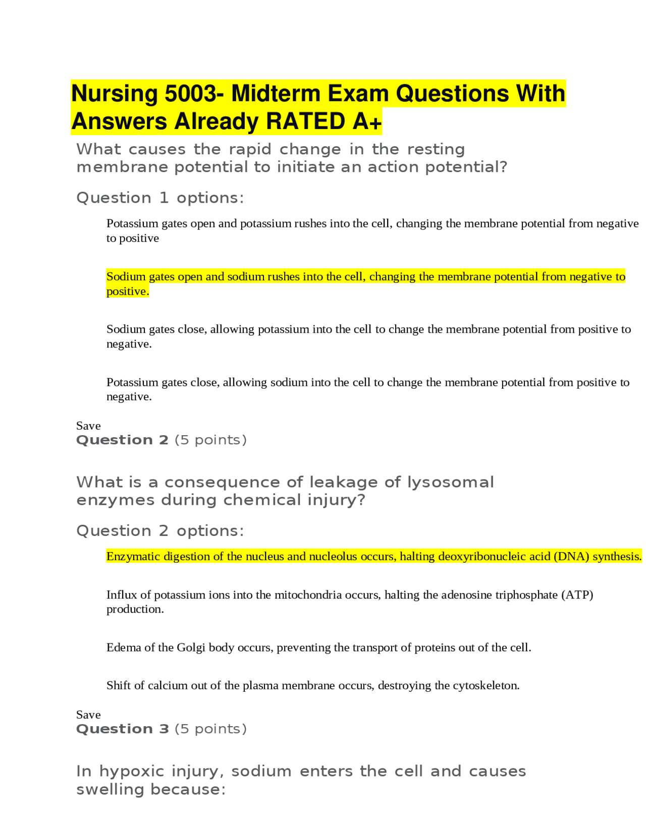 Nursing 5003- Midterm Exam Questions With Answers Already RATED A+ ...