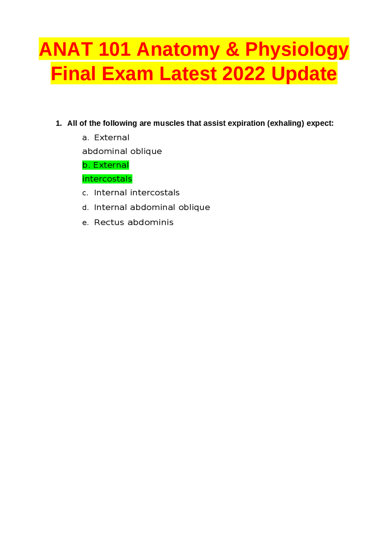 ANATOMY AND PHYSIOLOGY 101 FINAL EXAM visual data 4