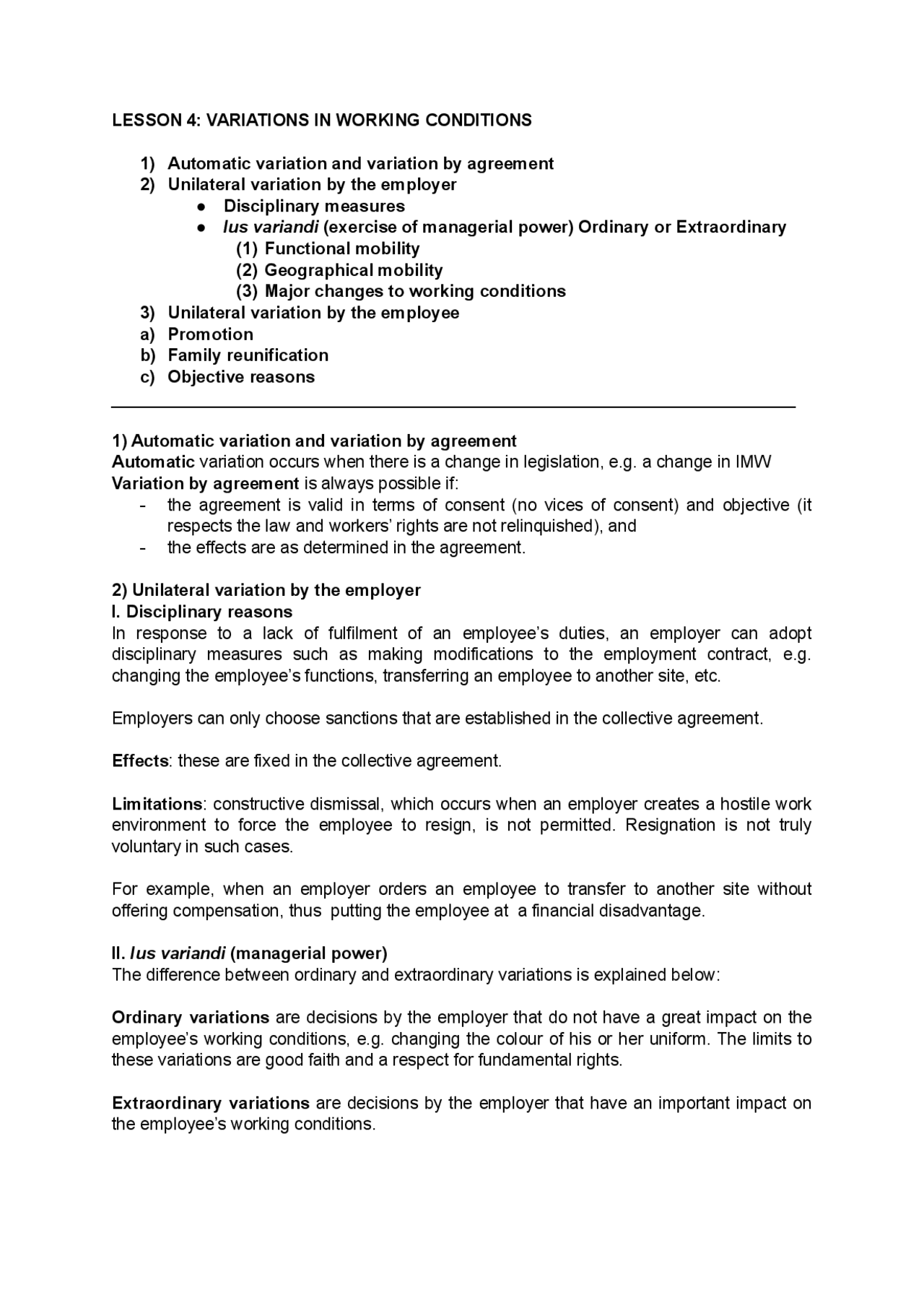Lesson 4 : variations in working conditions | Apuntes de Derecho ...