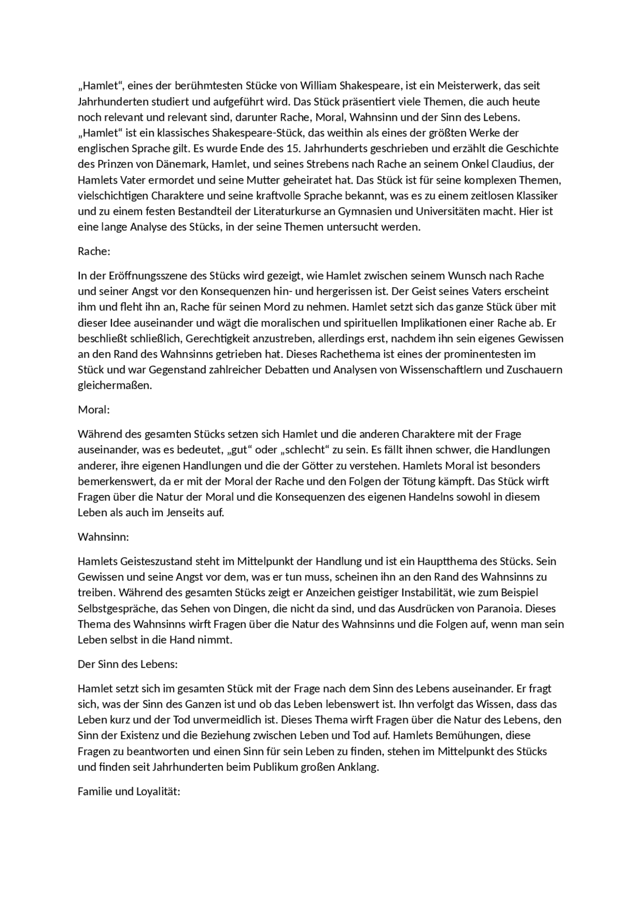 Hamlet durch Shakespeare | Slides Literature | Docsity