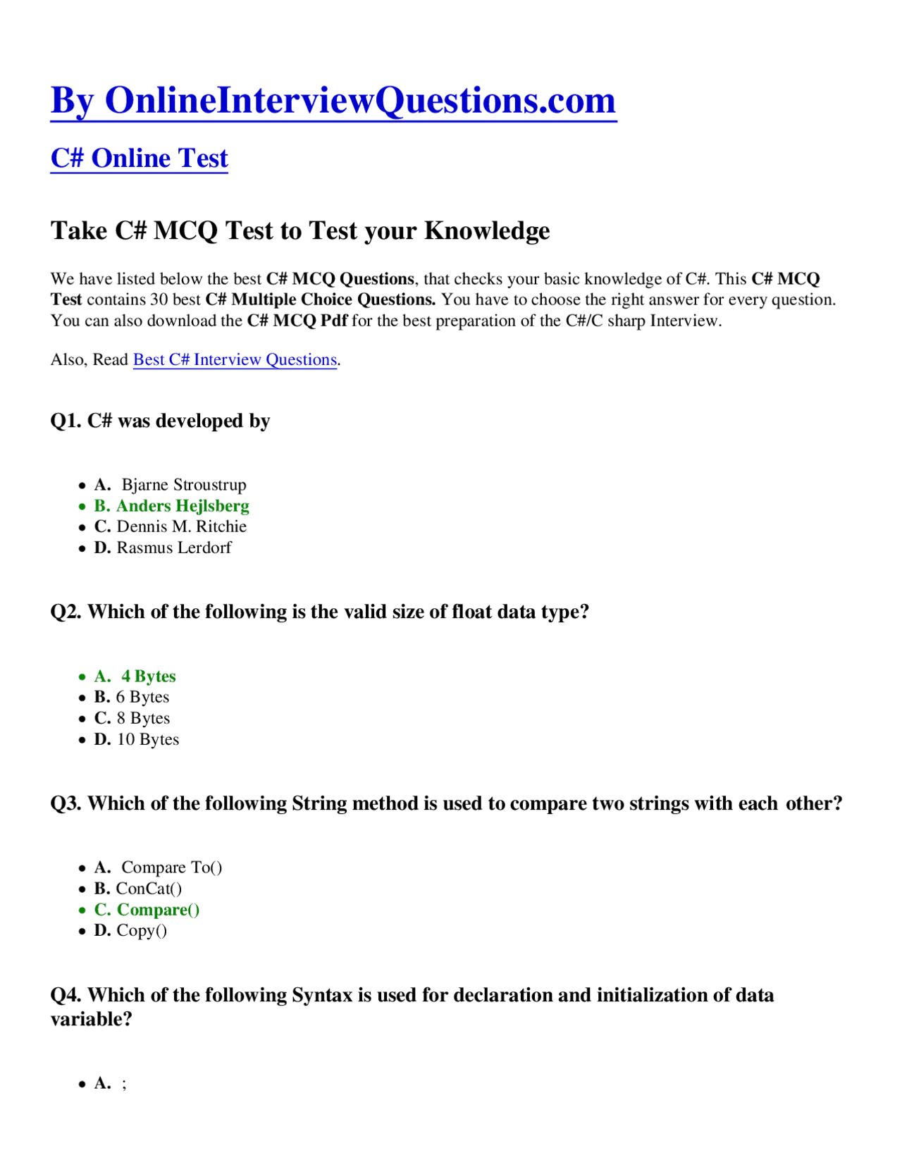 C language mcq to help exam Quizzes Computer Programming Docsity