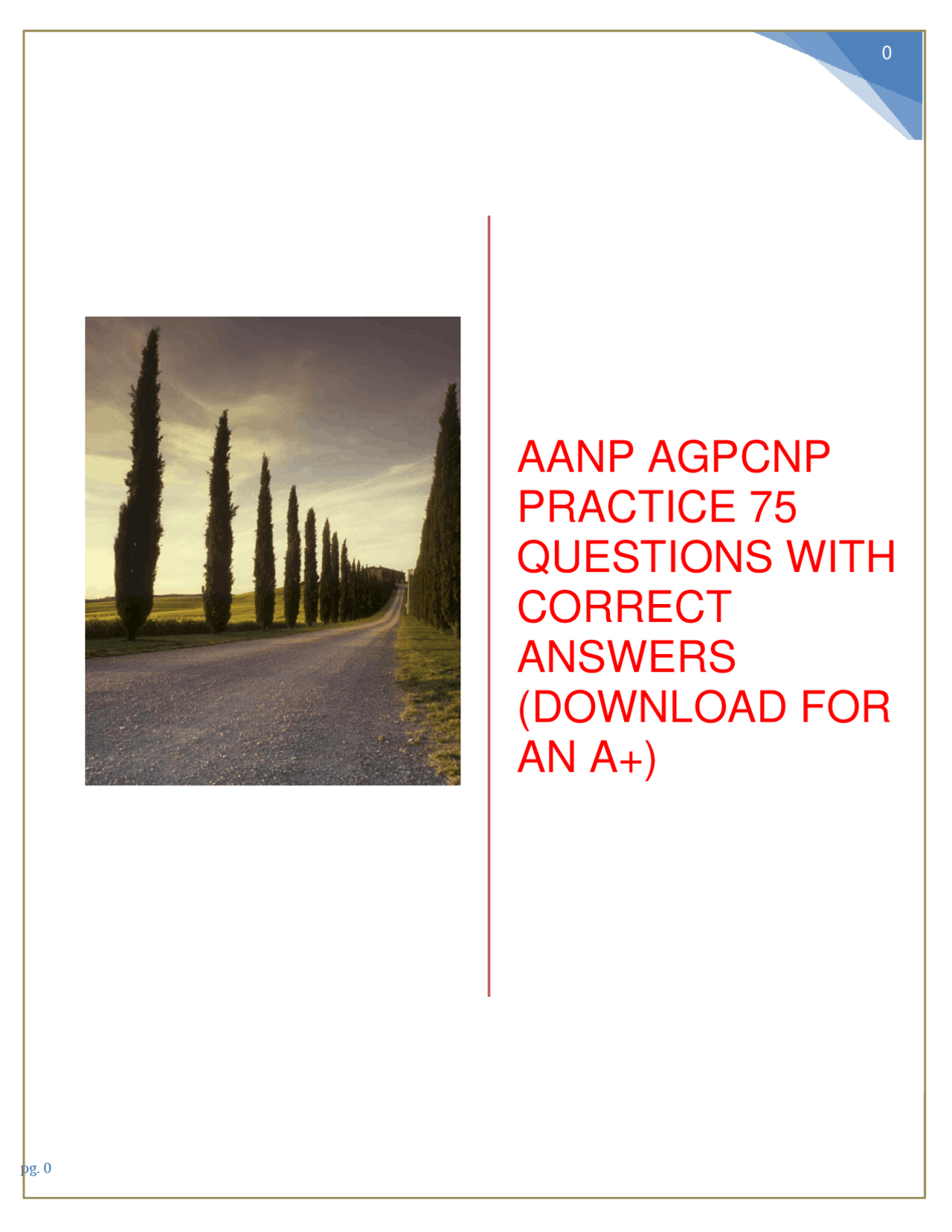 Anp Practice AANP AGPCNP PRACTICE 75 QUESTIONS WITH CORRECT ANSWERS (DOWNLOAD FOR AN ...