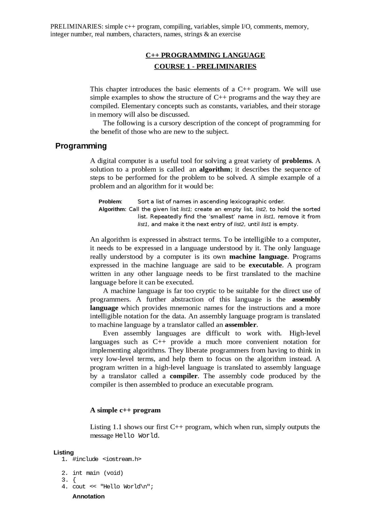Introduction to C++ Programming Language | Study notes Computer ...