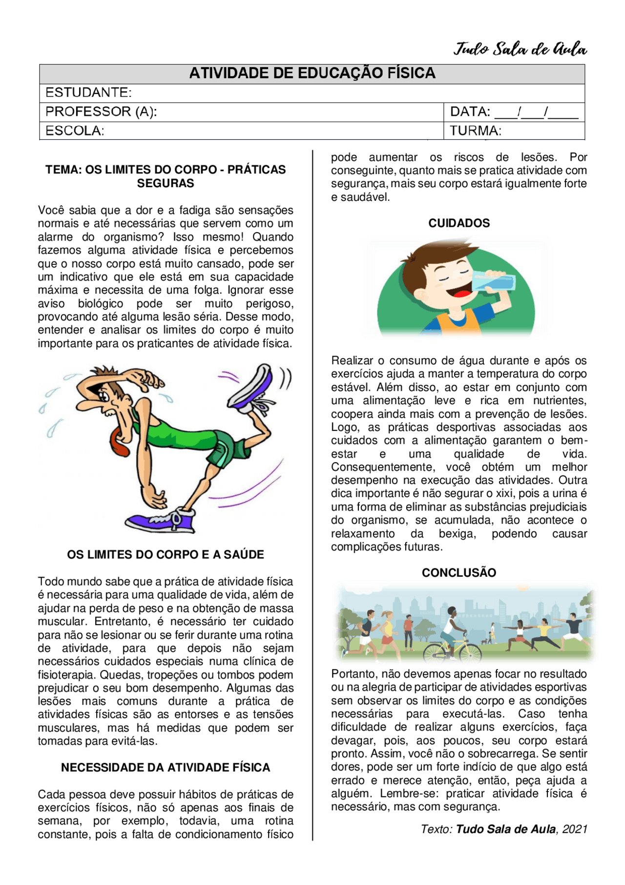 Atividade educaçao fisica | Exercícios Física | Docsity