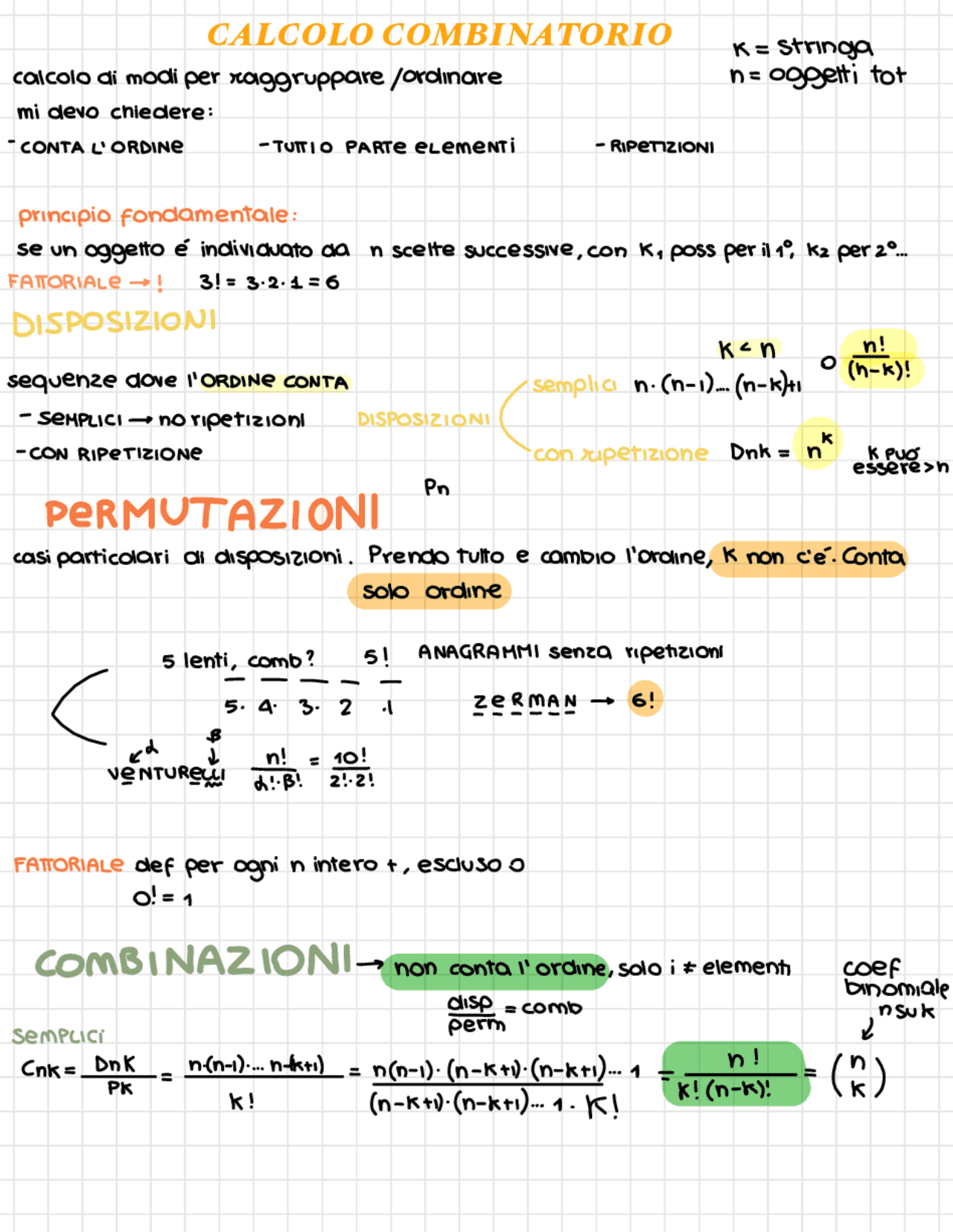 Probabilità e calcolo combinatorio | Schemi e mappe concettuali di ...