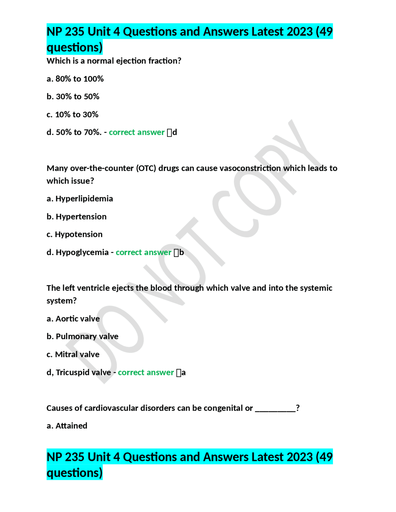235 Number Questions NP 235 Unit 4 Questions and Answers Latest 2023 (49 questions) | Exams ...