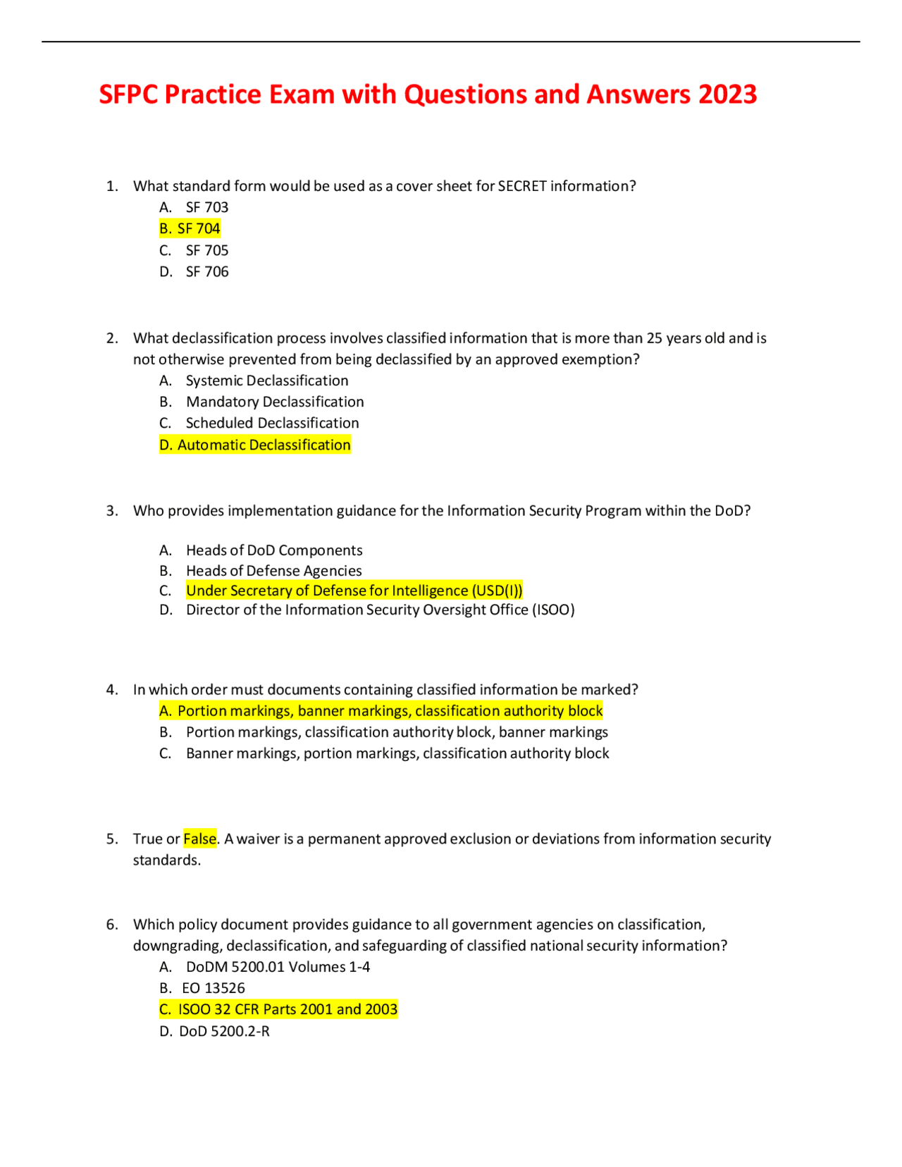 Sfpc Certification Questions And Answers prntbl Sfpc Certification Questions And Answers prntbl