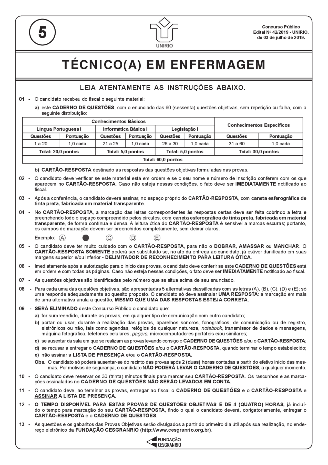 Prova técnico de enfermagem grau técnico | Provas Português (Gramática ...