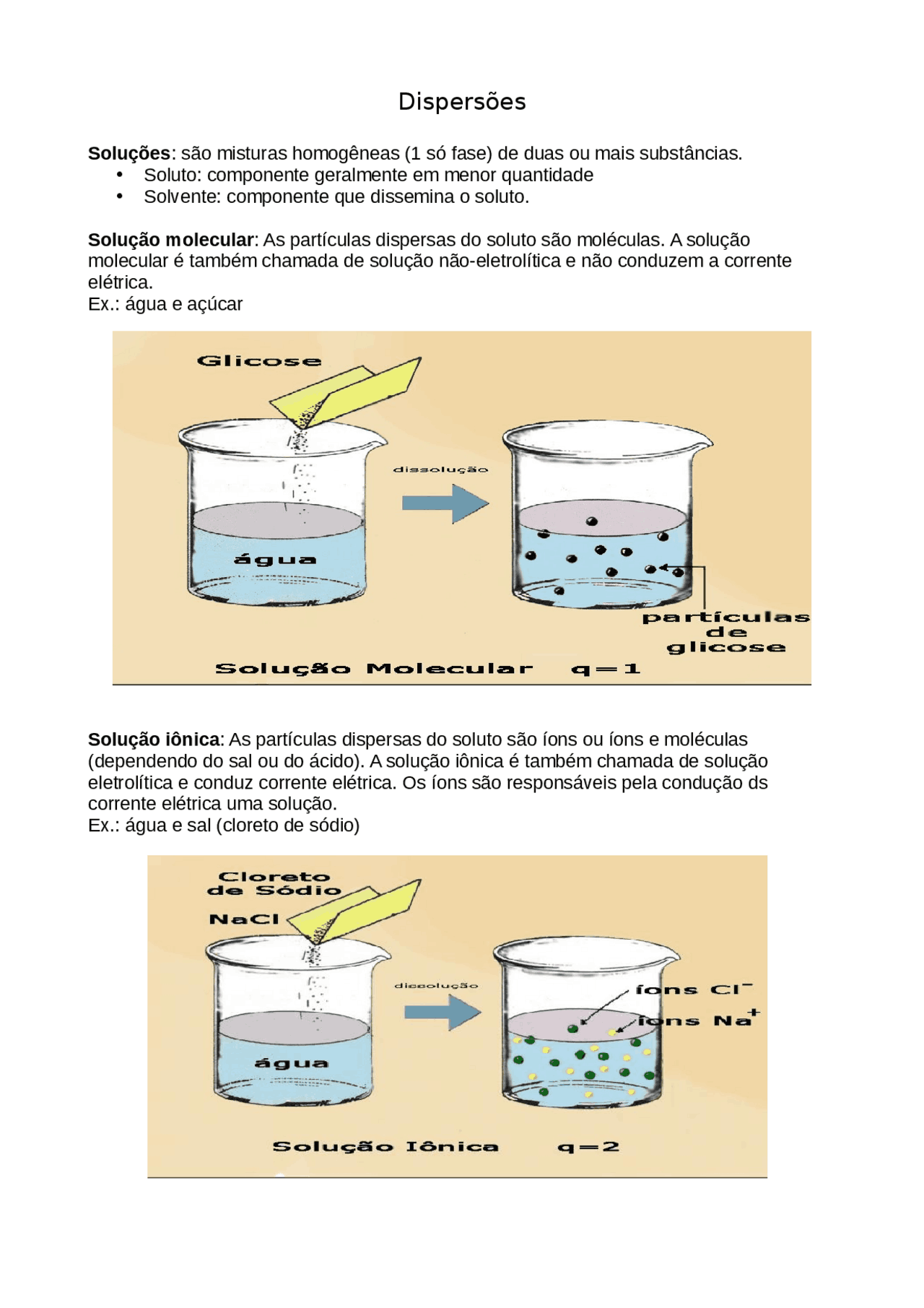 Dispersões - resumo química | Notas de estudo Química para Ensino Médio ...