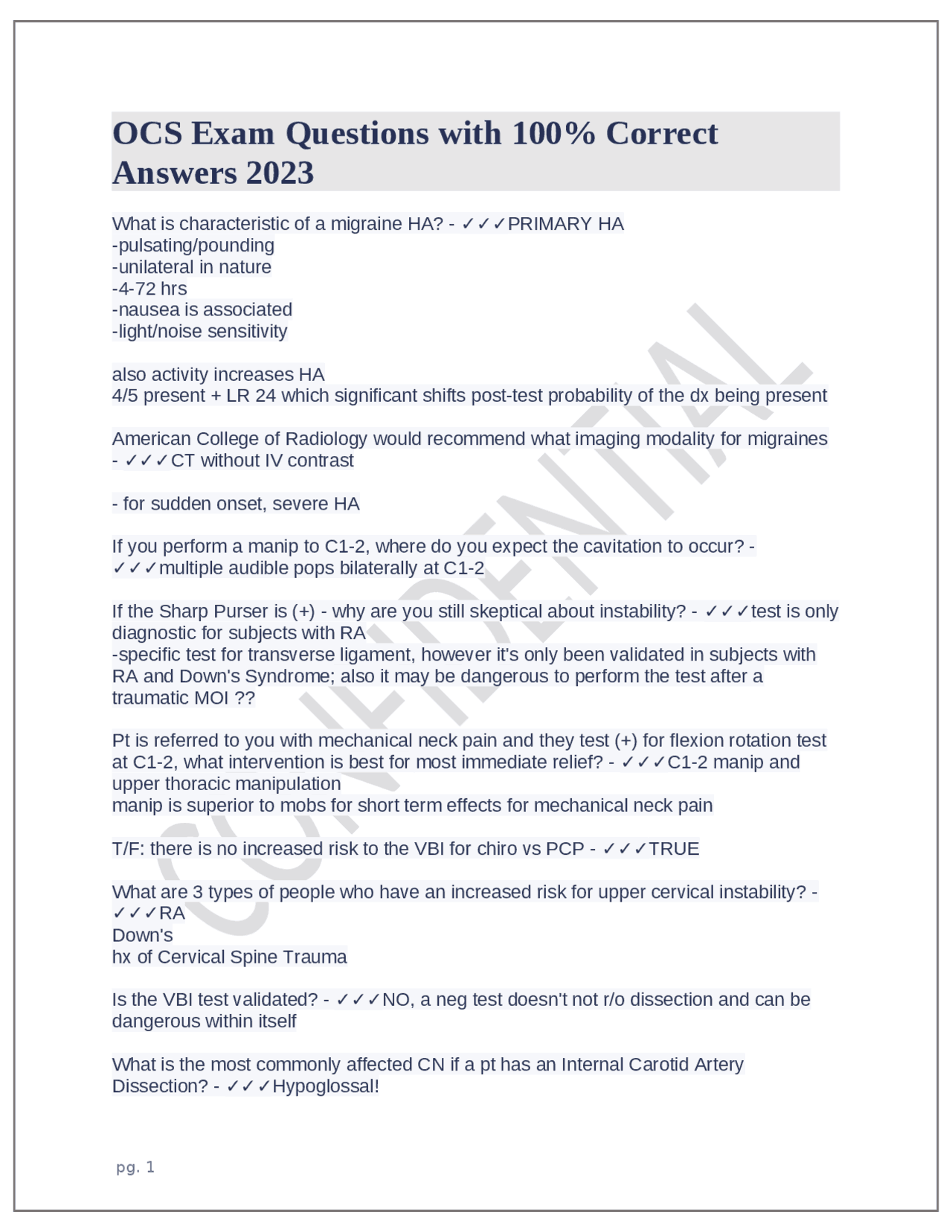 Ocs Study Guide Pdf OCS Exam Questions with 100% Correct Answers 2023 | Exams Health ...