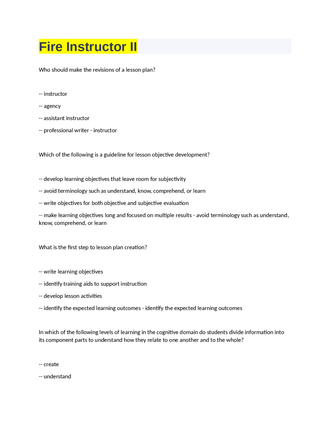 fire_instructor_i1.docx | Exams Nursing | Docsity