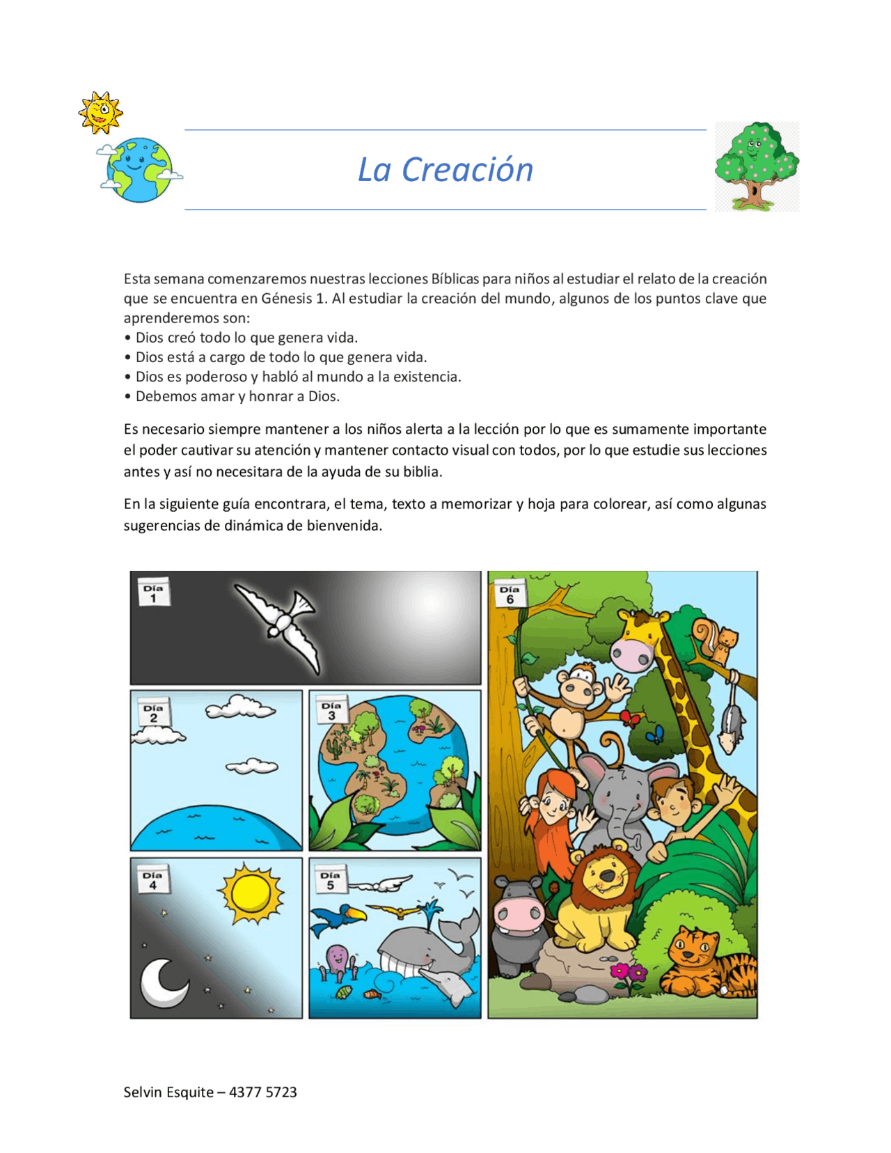 La Creacion De Dios Para Coloriar Para Ninos Hojas