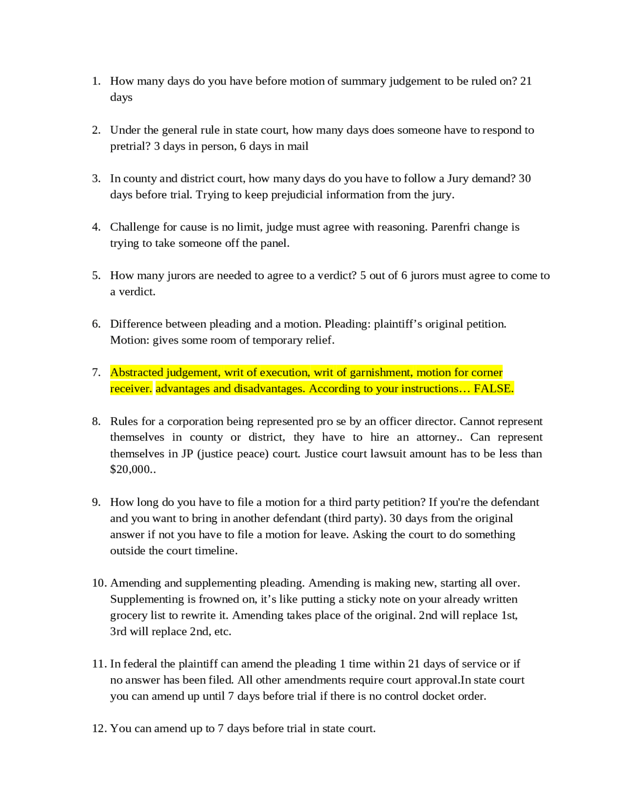 Rules of Civil Procedure Exam Review 190 questions with all correct answers 2023/2024 Exams