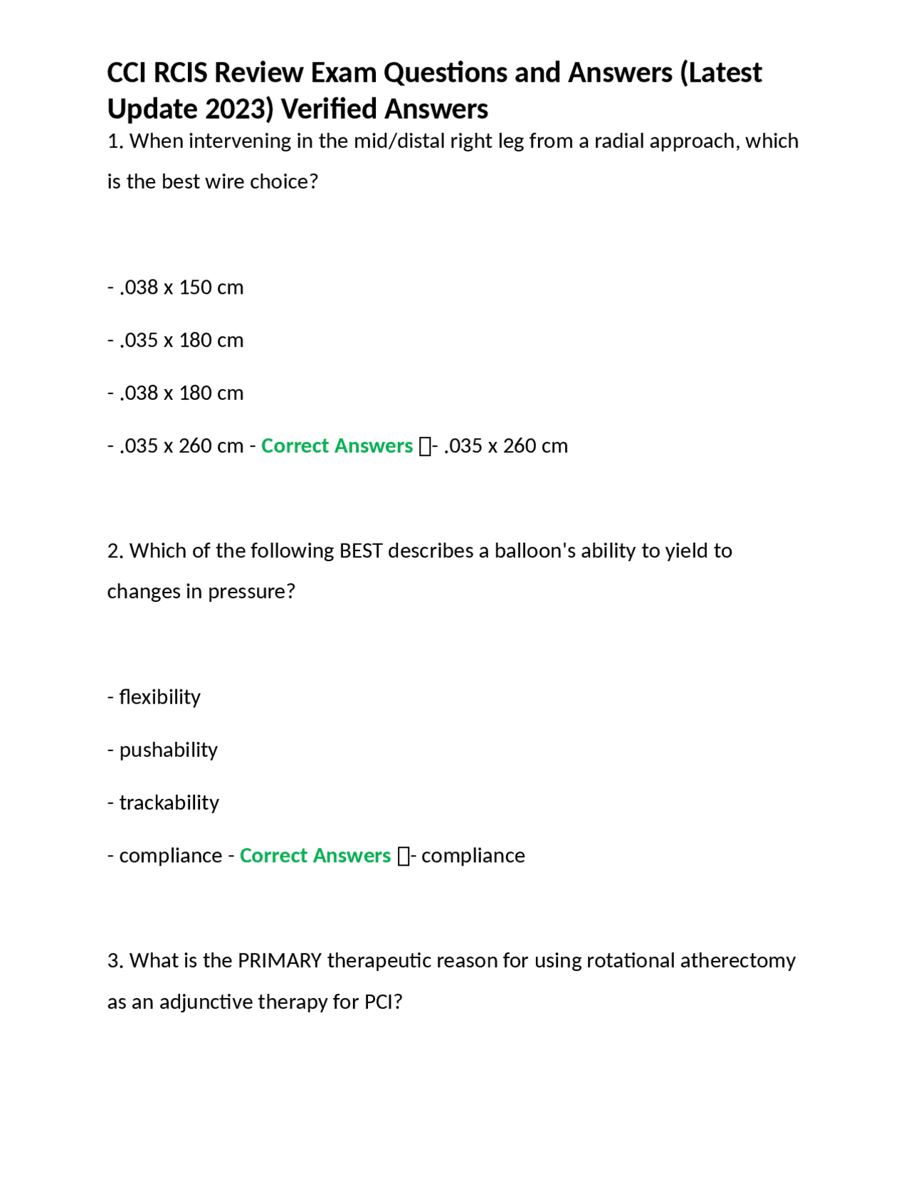 CCI RCIS Review Exam Questions and Answers (Latest Update 2023) Verified Answers Exams Nursing
