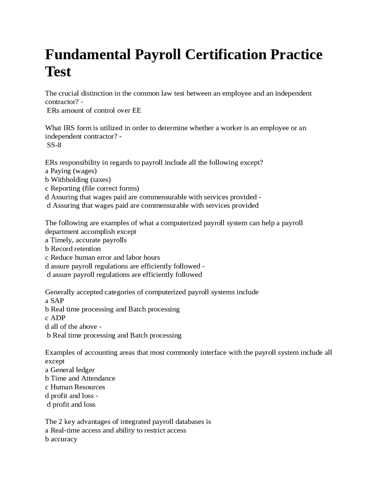 Fundamental Payroll Certification Practice Test Exams Business Fundamental Payroll Certification Practice Test Exams Business