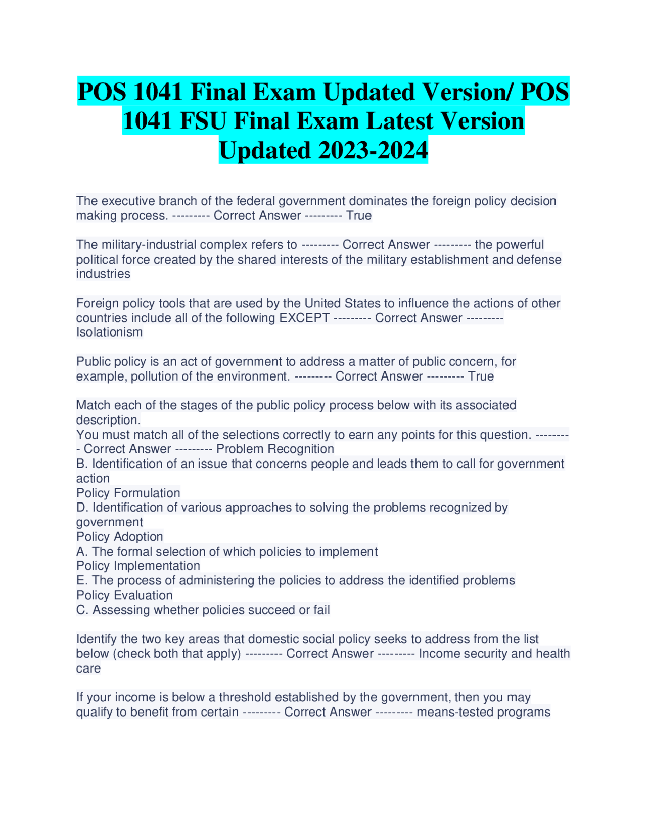 POS 1041 Final Exam Updated Version POS 1041 FSU Final Exam Latest pos-1041-final-exam-updated-version-pos-1041-fsu-final-exam-latest