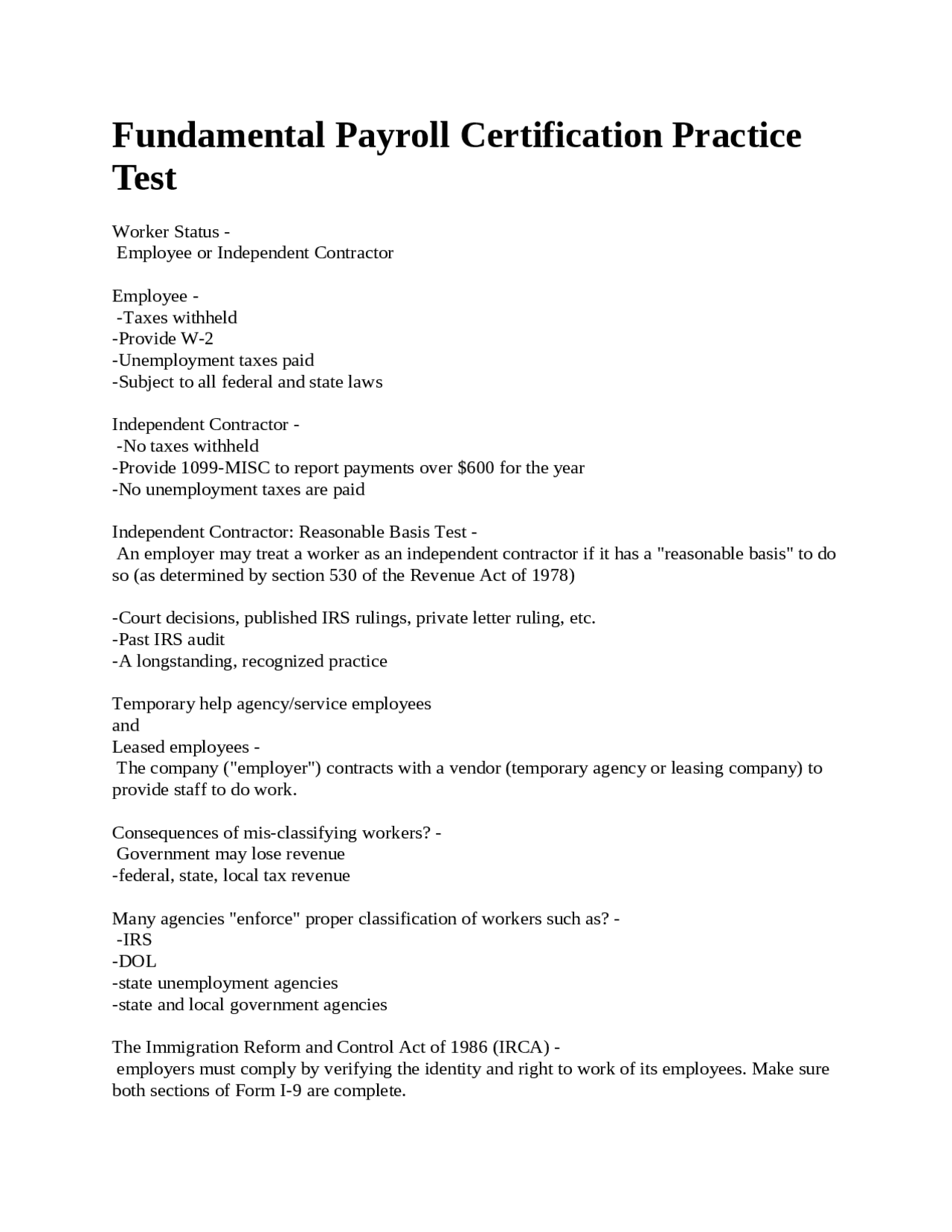 Fundamental Payroll Certification Practice Test Exams Business Fundamental Payroll Certification Practice Test Exams Business