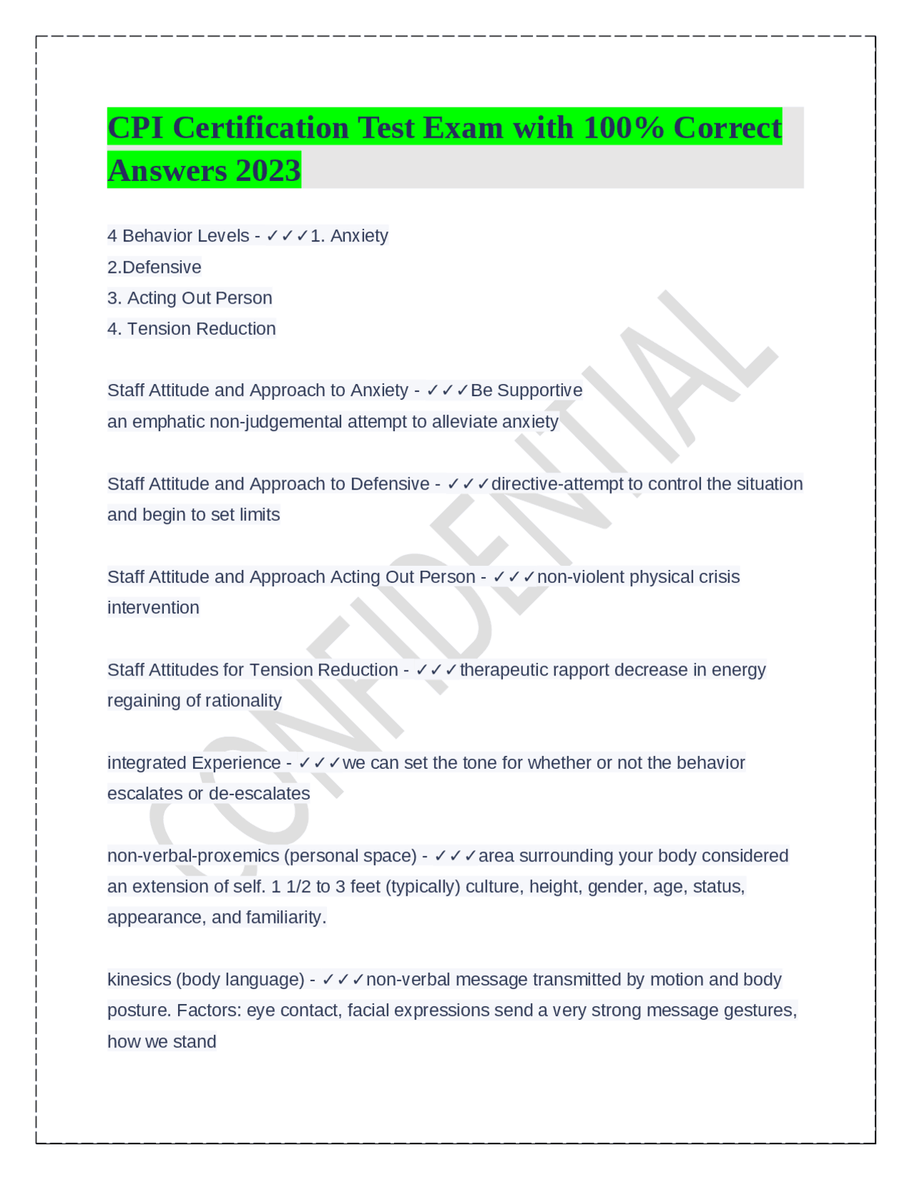 CPI Certification Test Exam with 100% Correct Answers 2023 | Exams ...