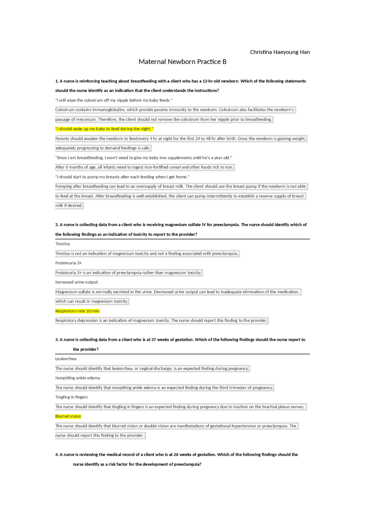 Maternal_Newborn_Practice_B.doc | Exams Medicine | Docsity