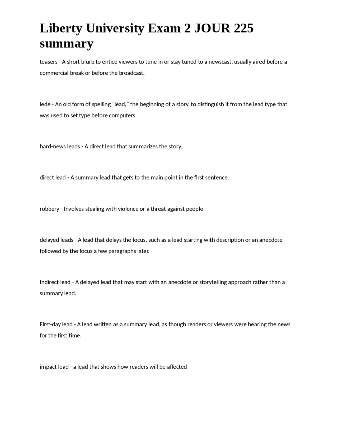 Liberty University Exam 2 JOUR 225 Summary Exams Nursing Docsity liberty-university-exam-2-jour-225-summary-exams-nursing-docsity