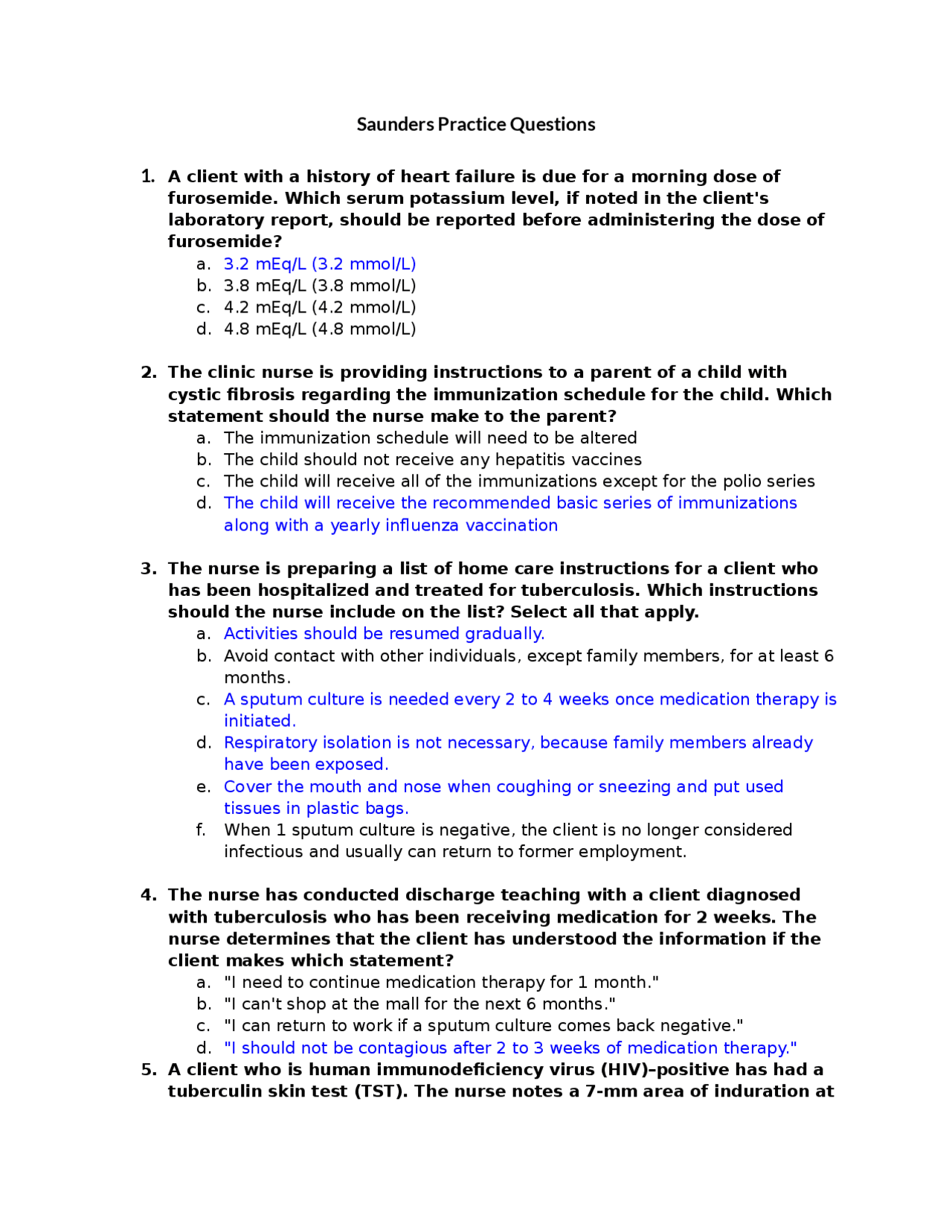 Saunders Perfusion Practice Questions 2023 | Exams Nursing | Docsity