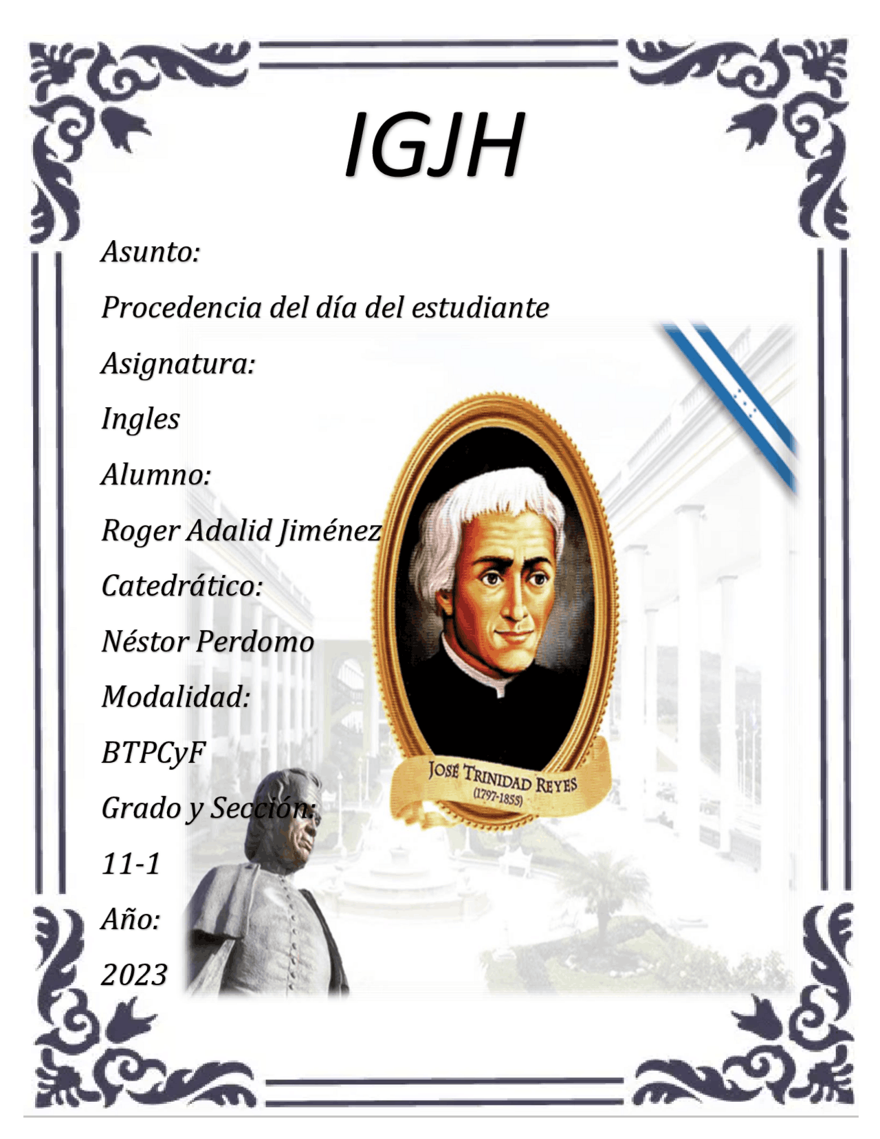 Es un documento donde va redactada la historia del padre reyes ...